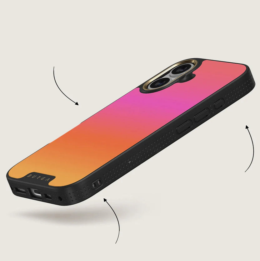 Handyhülle für iPhone 17, Burga Elite Dark MagSafe, Sunset Club Gold