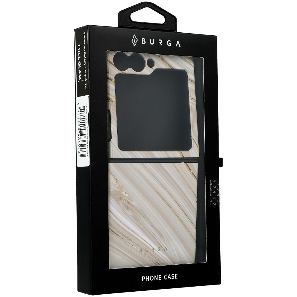 Handyhülle für Galaxy Z Flip7 FE / Z Flip6, Burga Full Glam Tough, Beige gemustert