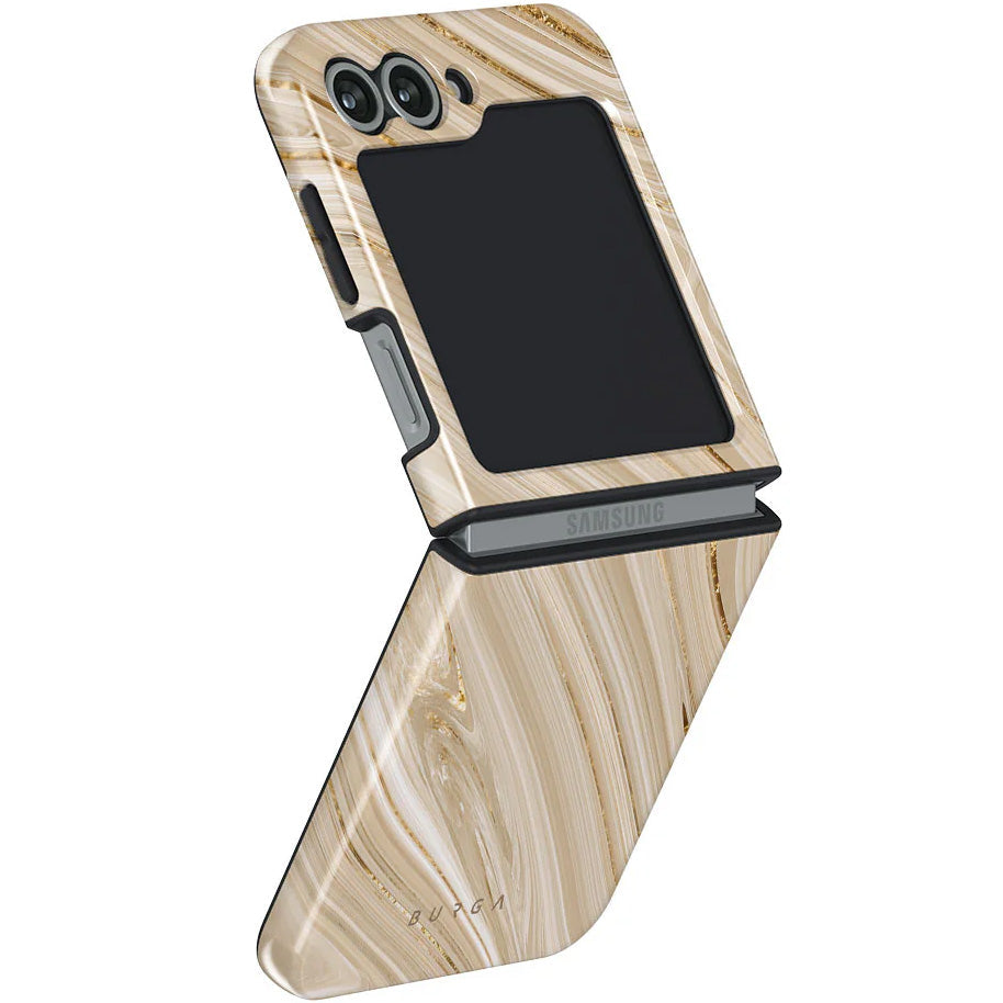 Handyhülle für Galaxy Z Flip7 FE / Z Flip6, Burga Full Glam Tough, Beige gemustert