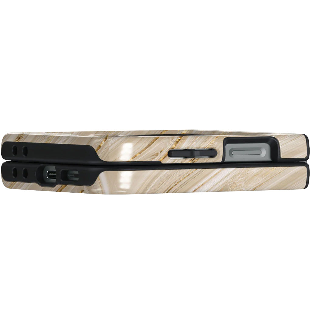 Handyhülle für Galaxy Z Flip7 FE / Z Flip6, Burga Full Glam Tough, Beige gemustert