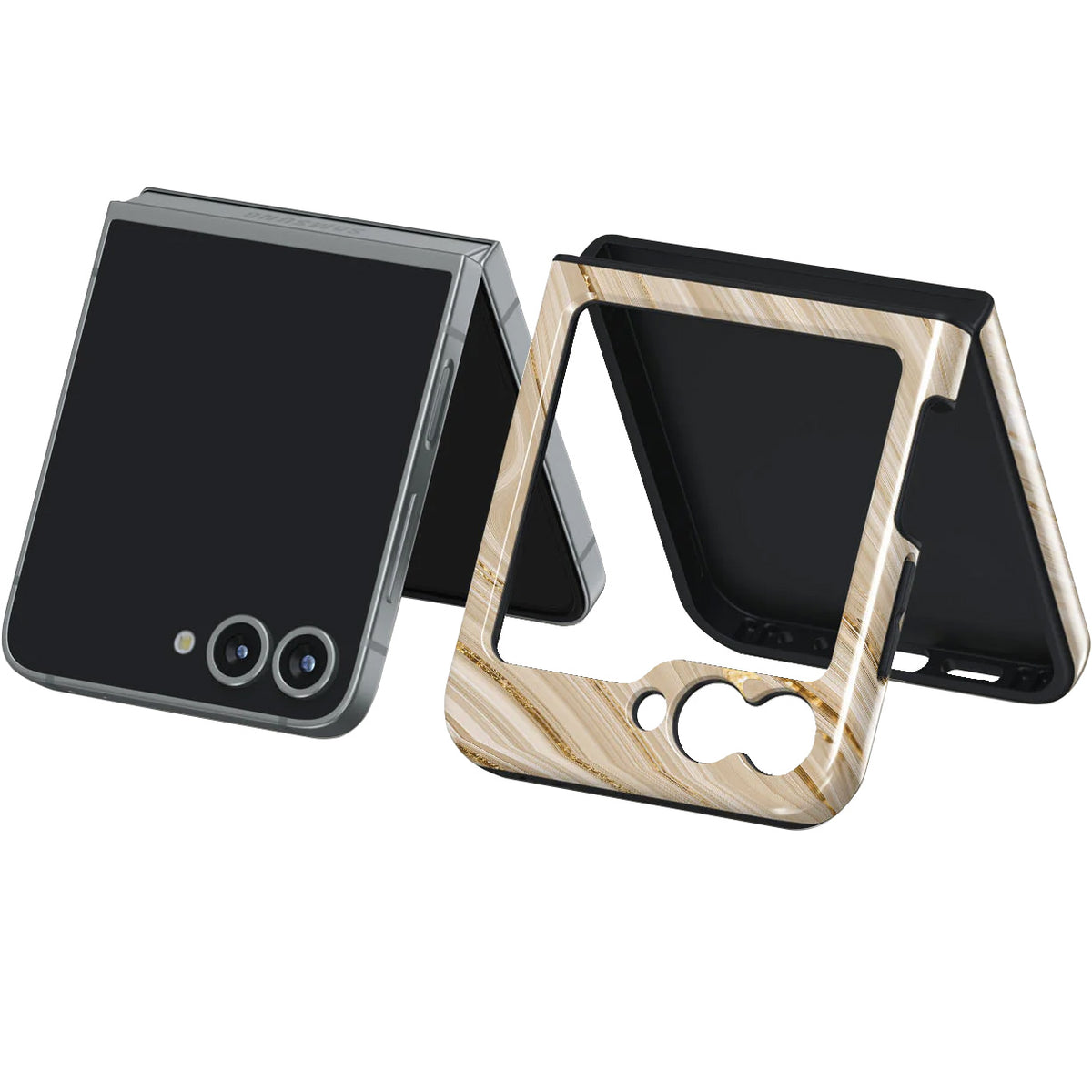 Handyhülle für Galaxy Z Flip7 FE / Z Flip6, Burga Full Glam Tough, Beige gemustert