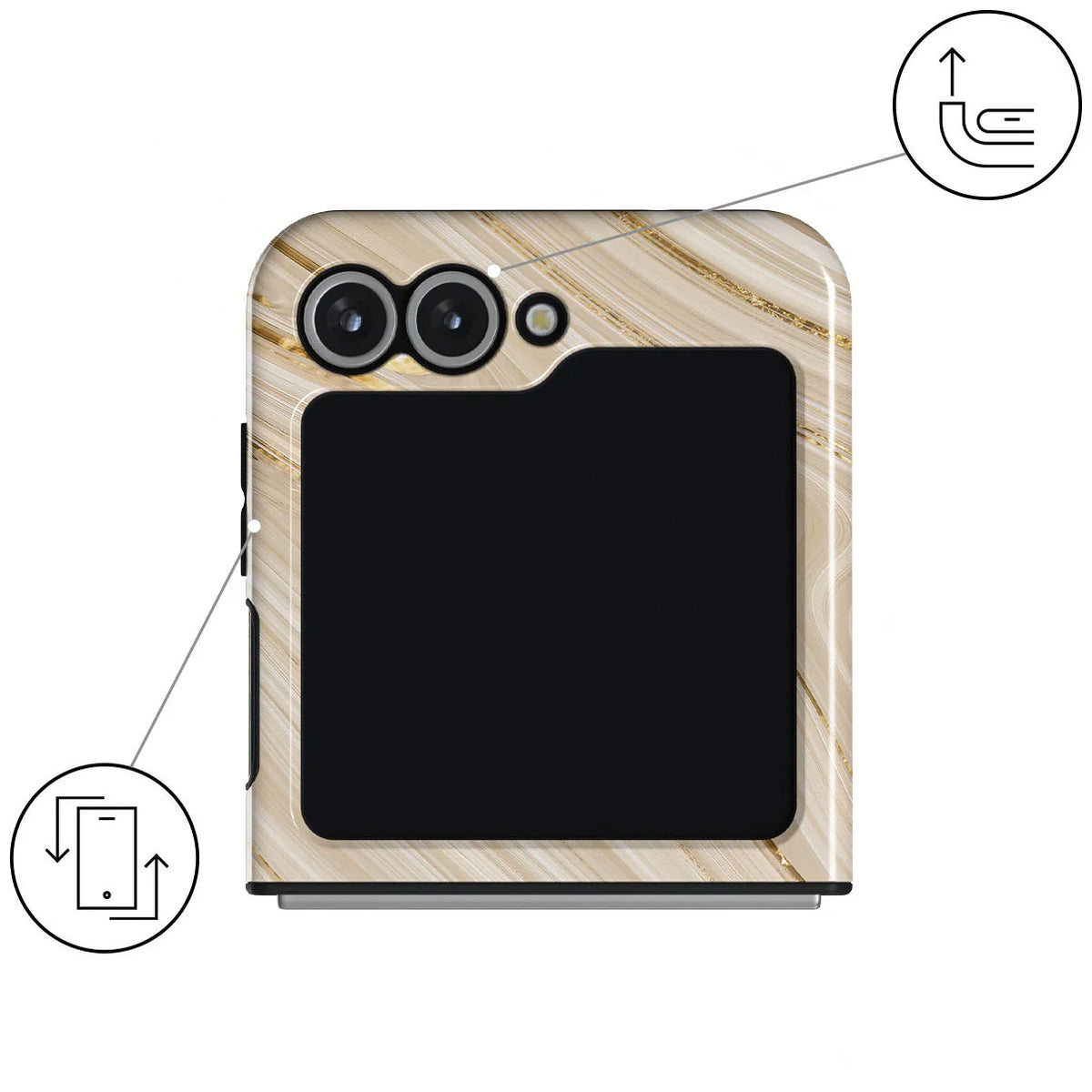 Handyhülle für Galaxy Z Flip7 FE / Z Flip6, Burga Full Glam Tough, Beige gemustert
