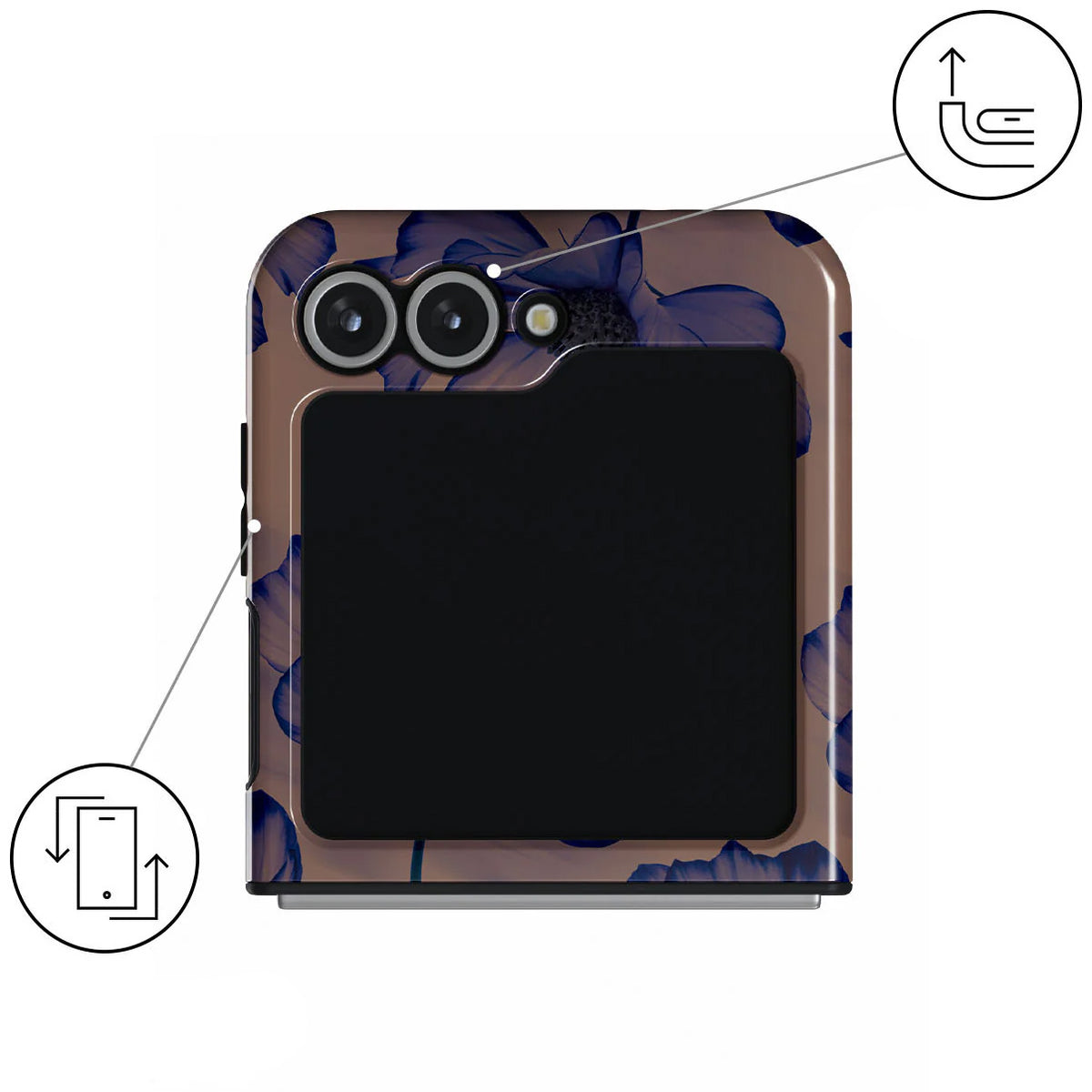 Handyhülle für Galaxy Z Flip7 FE / Z Flip6, Burga Velvet Night Tough, Braun und Marineblau