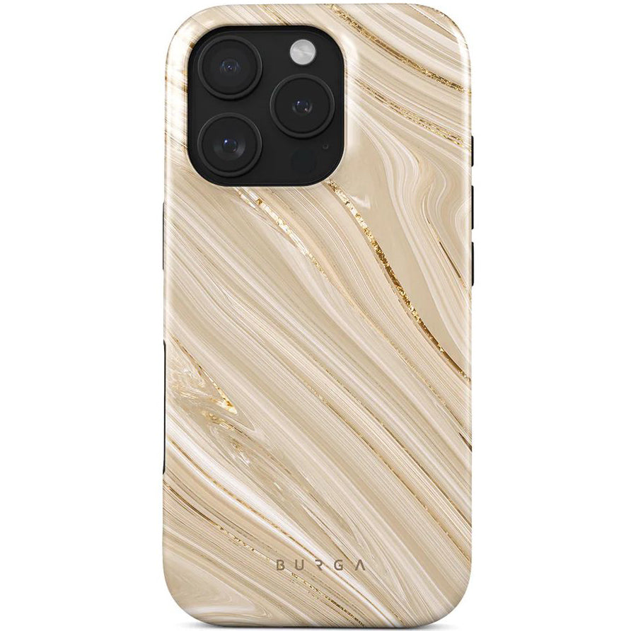 Handyhülle für iPhone 16 Pro, Burga Full Glam Tough Magnetic, Beige gemustert