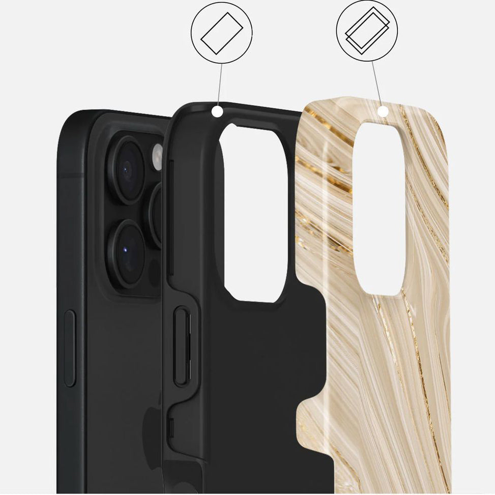 Handyhülle für iPhone 16 Pro, Burga Full Glam Tough Magnetic, Beige gemustert