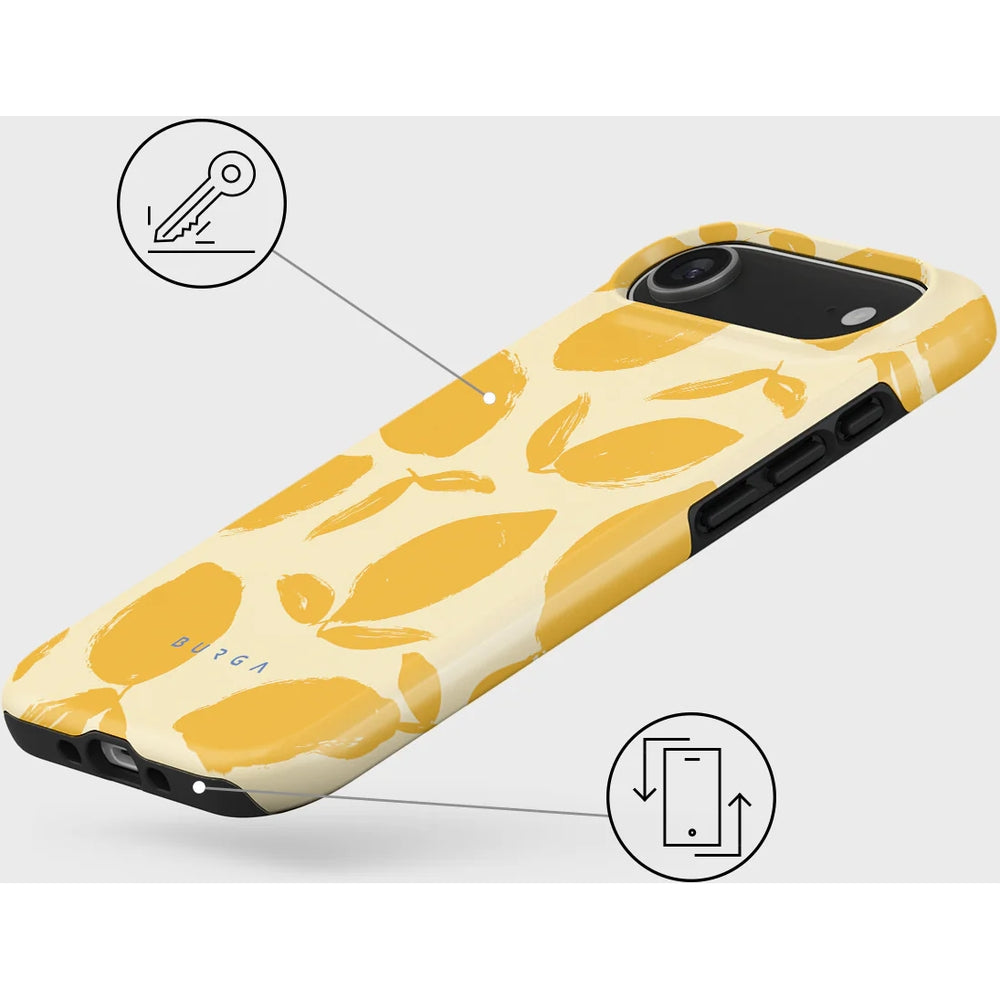 Handyhülle für iPhone 17 Pro, Burga Lemon Tart Tough Magnetic, Gelb mit Zitronenmuster