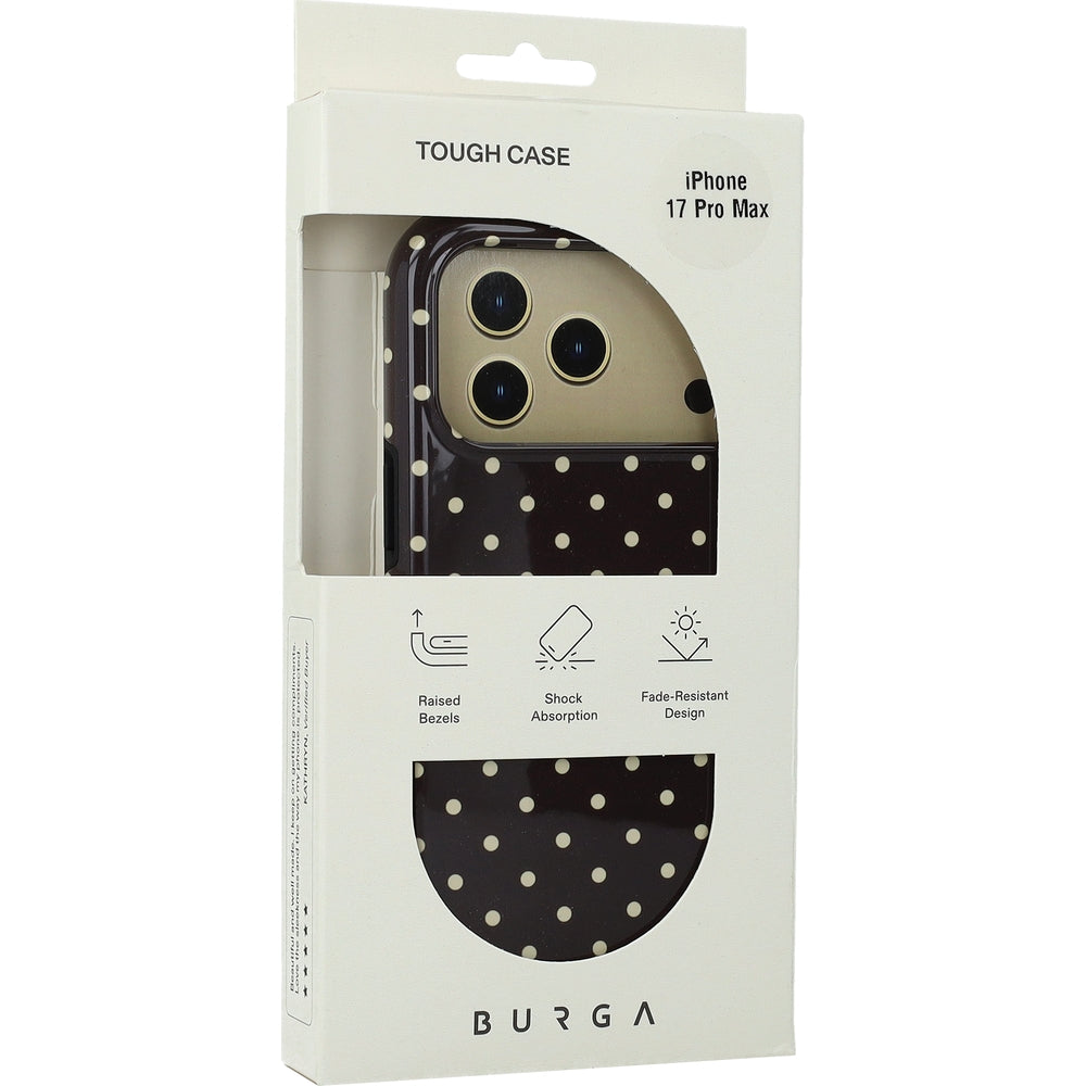 Handyhülle für iPhone 17 Pro Max, Burga Sorry Busy Tough Magnetic, Braun mit Punkten
