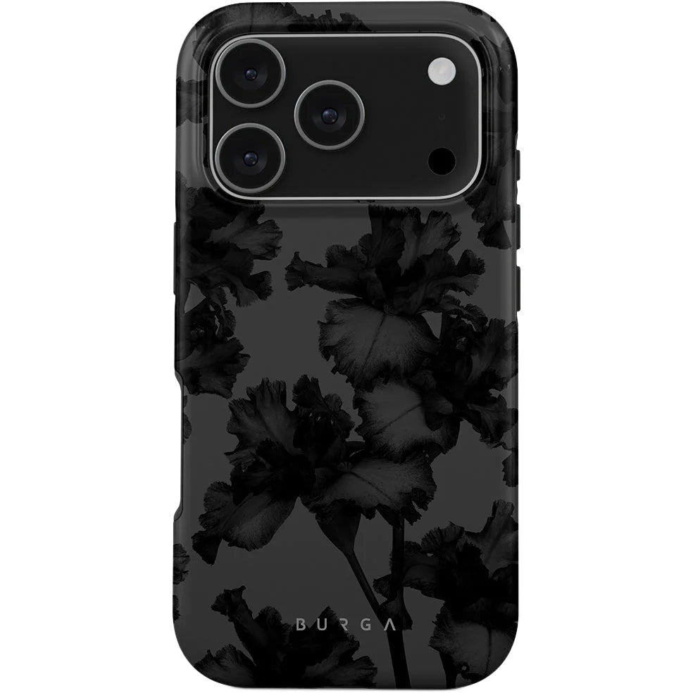 Handyhülle für iPhone 17 Pro, Burga Nucturnal Tough Magnetic, Schwarz mit floralem Muster