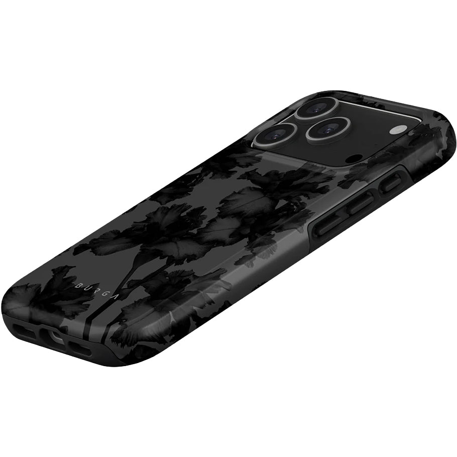 Handyhülle für iPhone 17 Pro, Burga Nucturnal Tough Magnetic, Schwarz mit floralem Muster