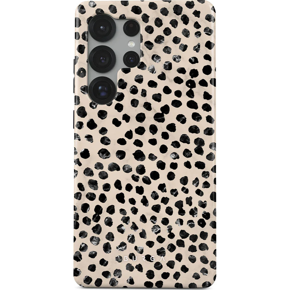 Handyhülle für Galaxy S25 Ultra, Burga Almond Latte Tough, Beige mit schwarzen Punkten