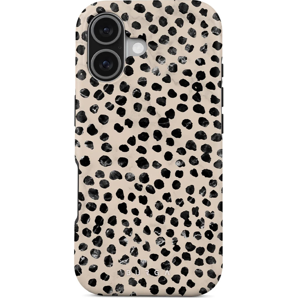 Handyhülle für iPhone 17, Burga Almond Latte Tough Magnetic, Beige mit schwarzen Punkten