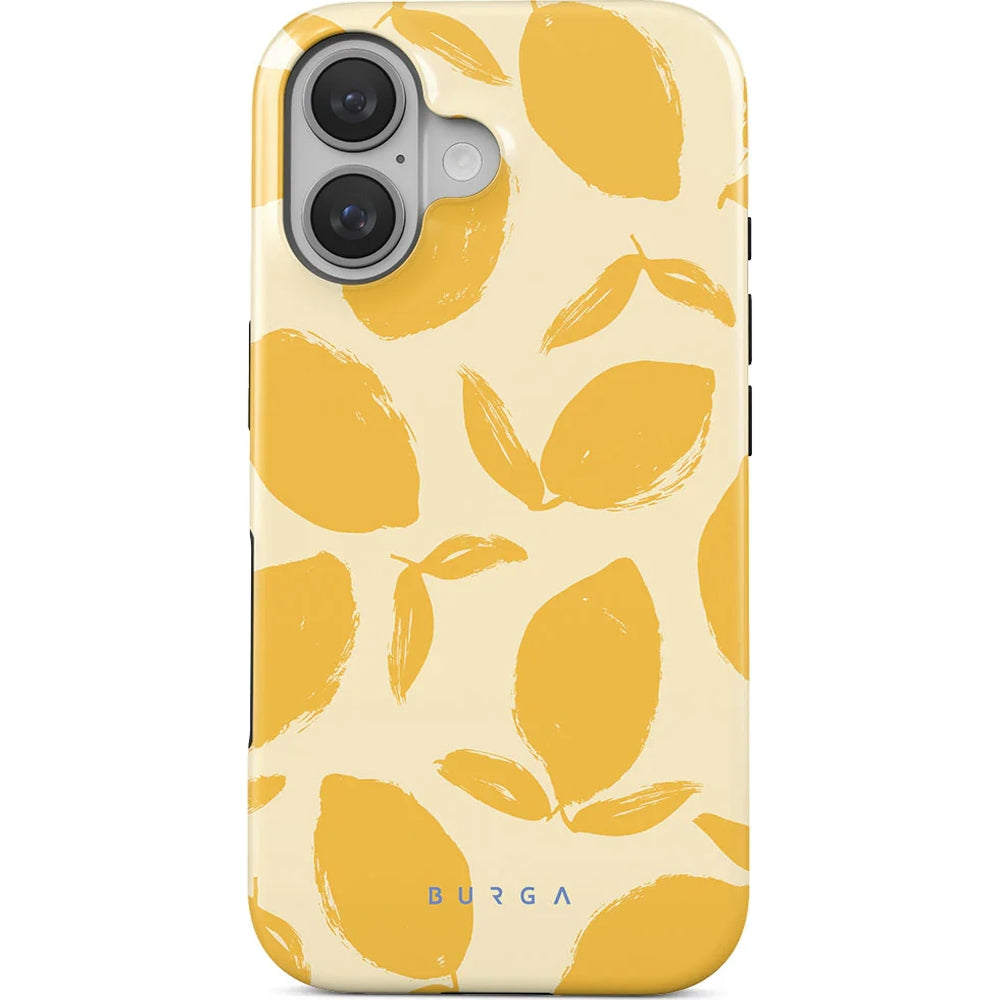 Handyhülle für iPhone 16, Burga Lemon Tart Tough Magnetic, Gelb mit Zitronenmuster