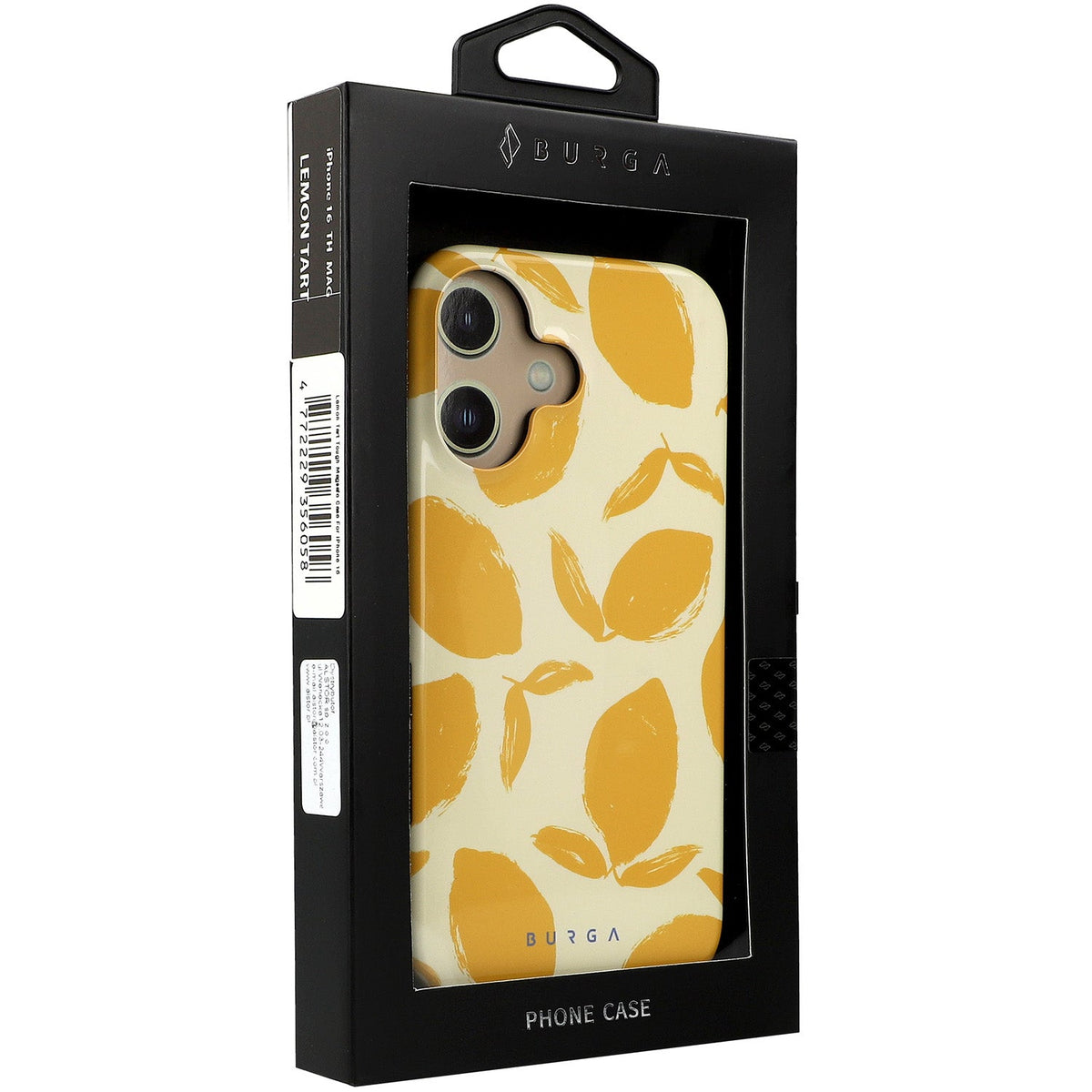 Handyhülle für iPhone 16, Burga Lemon Tart Tough Magnetic, Gelb mit Zitronenmuster