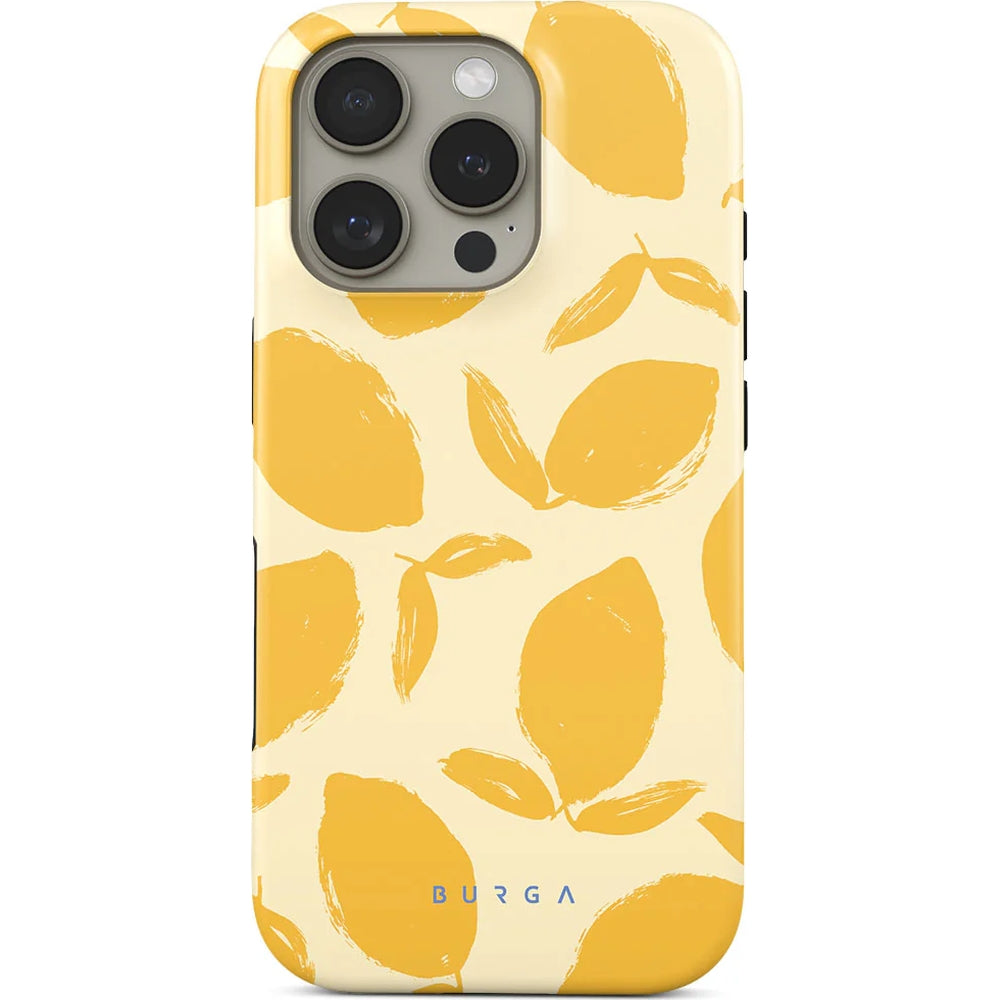 Handyhülle für iPhone 16 Pro, Burga Lemon Tart Tough Magnetic, Gelb mit Zitronenmuster