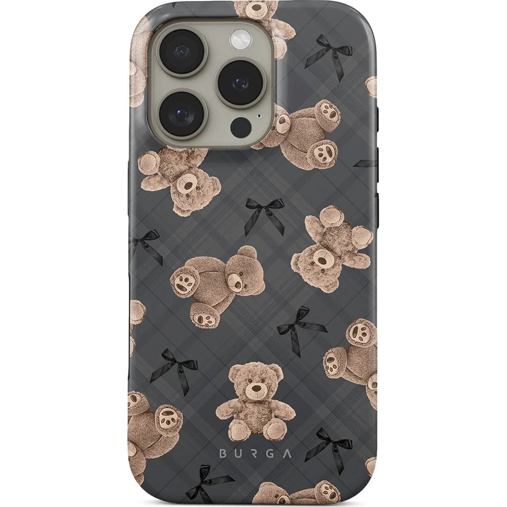 Handyhülle für iPhone 16 Pro Max, Burga BFF Tough Magnetic, Grau mit Teddybären
