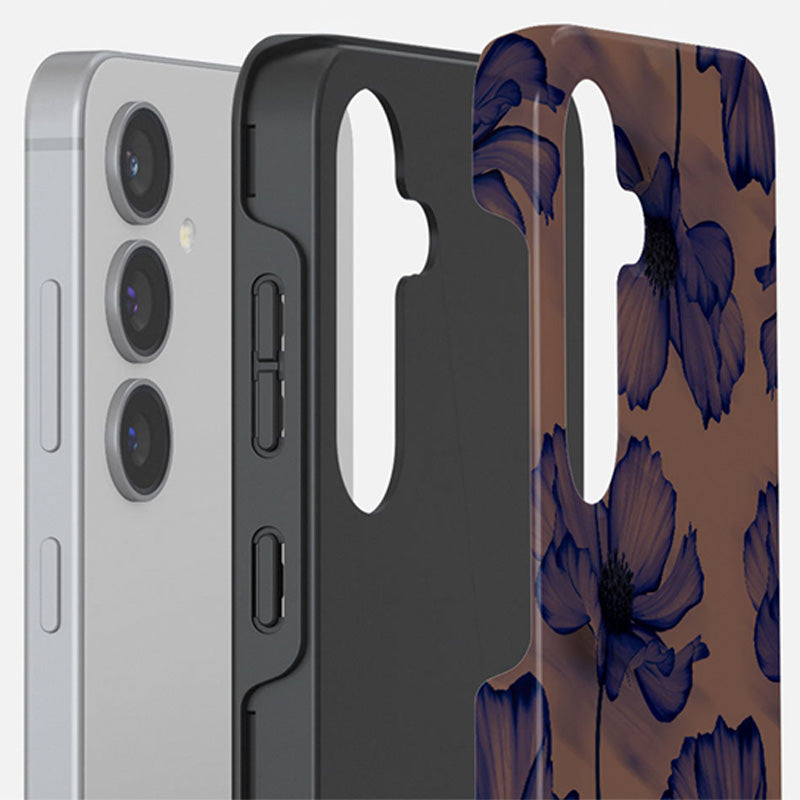 Handyhülle für Galaxy S24 FE, Burga Velvet Night Tough, Braun und Marineblau