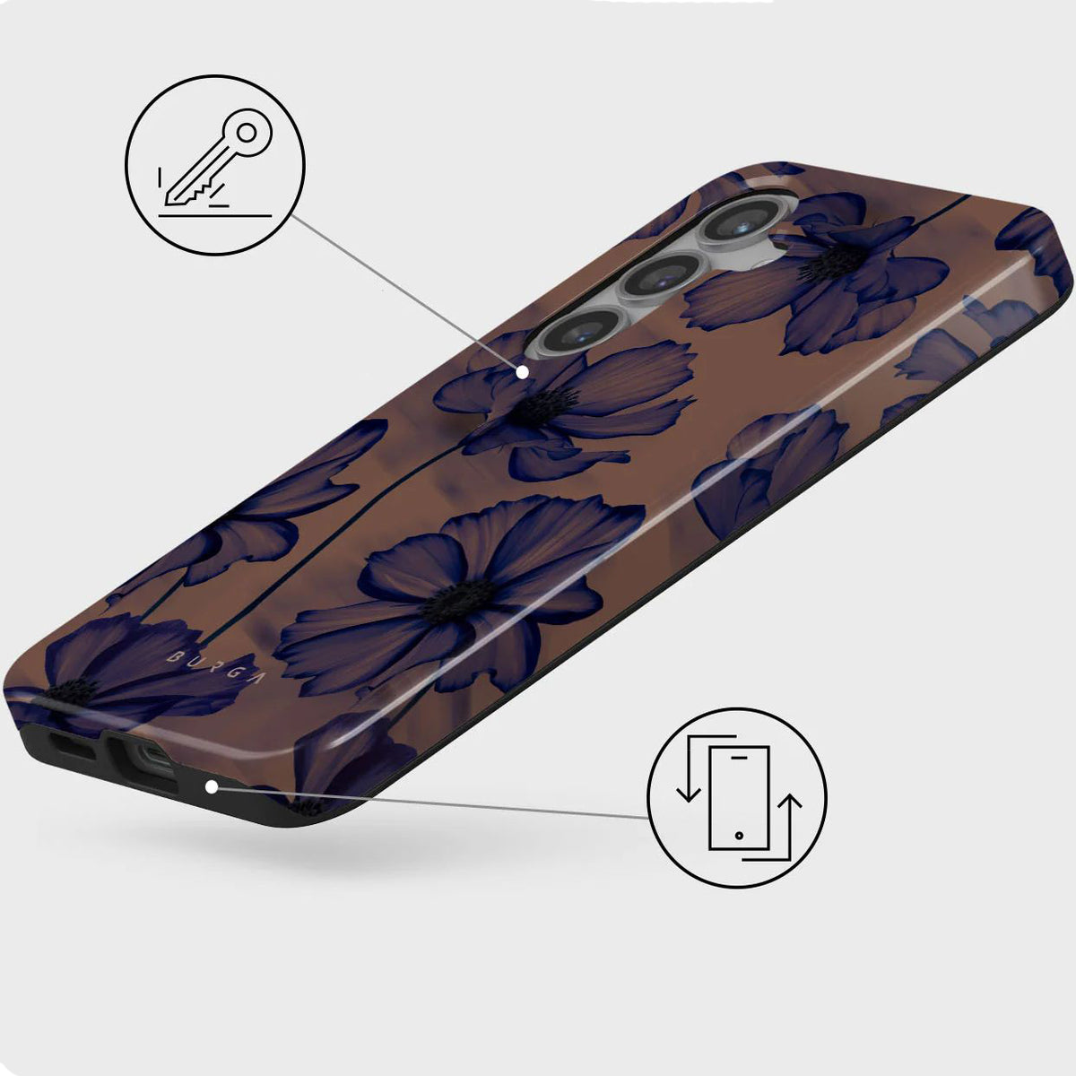 Schutzhülle für Galaxy S24, Burga Velvet Night Tough, Braun und marineblau