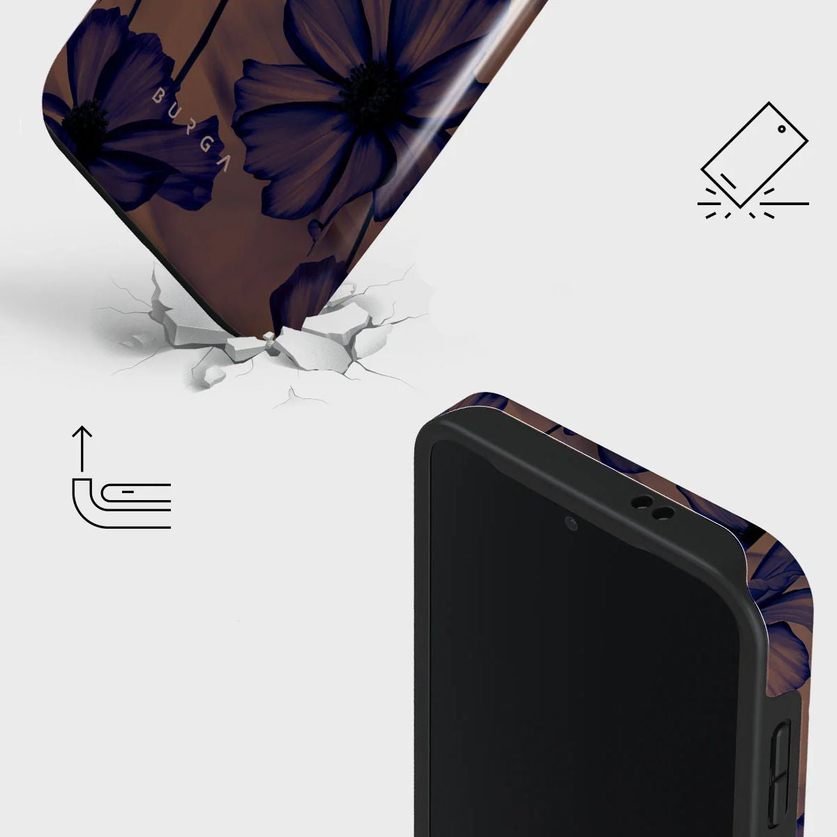 Schutzhülle für Galaxy S24, Burga Velvet Night Tough, Braun und marineblau