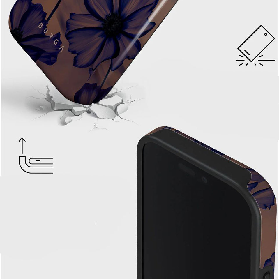 Handyhülle für iPhone 16 Pro, Burga Velvet Night Tough Magnetic, Braun und marineblau