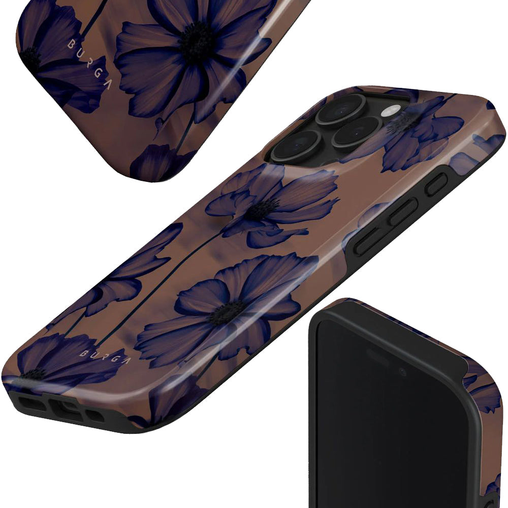 Handyhülle für iPhone 16 Pro, Burga Velvet Night Tough Magnetic, Braun und marineblau