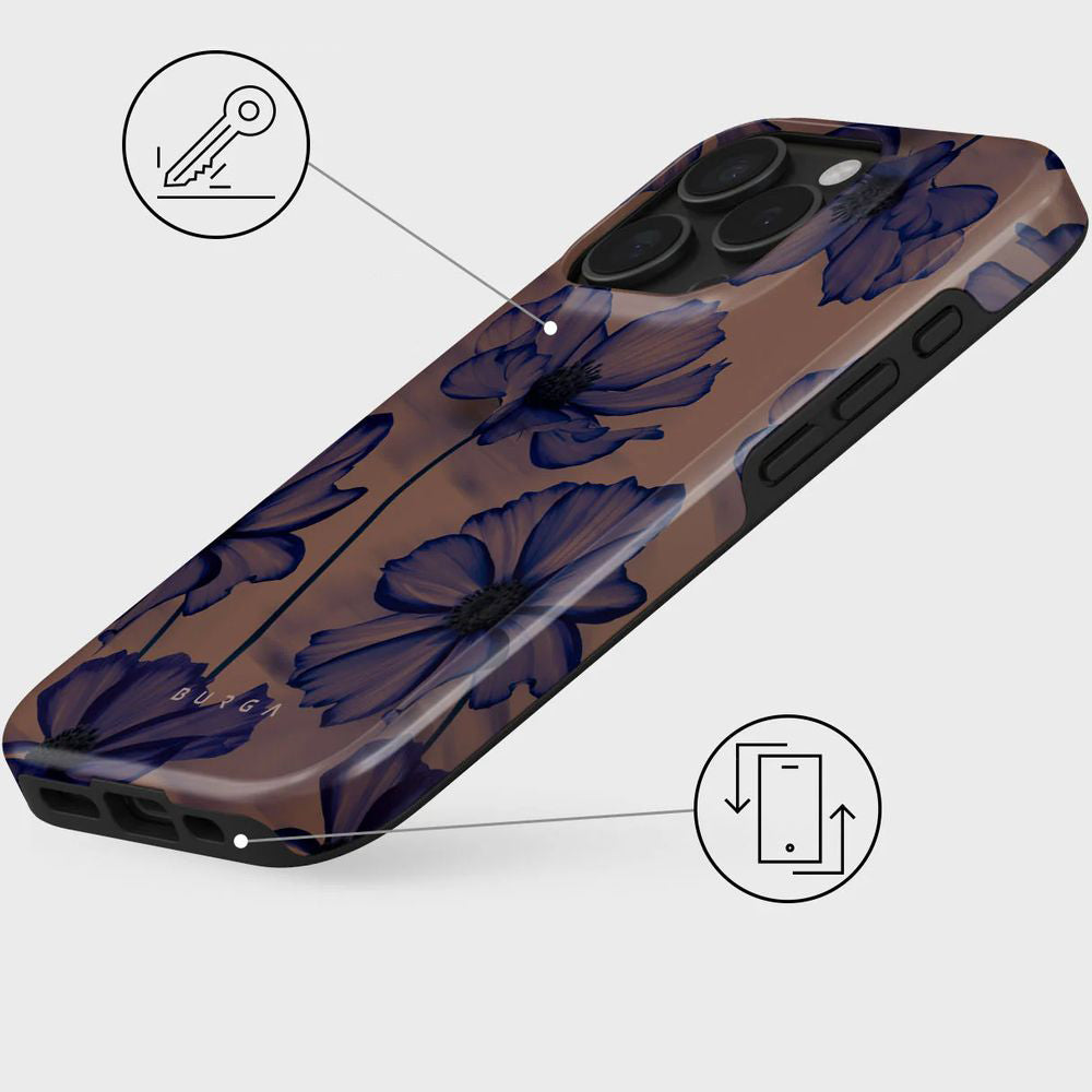 Handyhülle für iPhone 16 Pro Max, Burga Velvet Night Tough Magnetic, Braun und marineblau