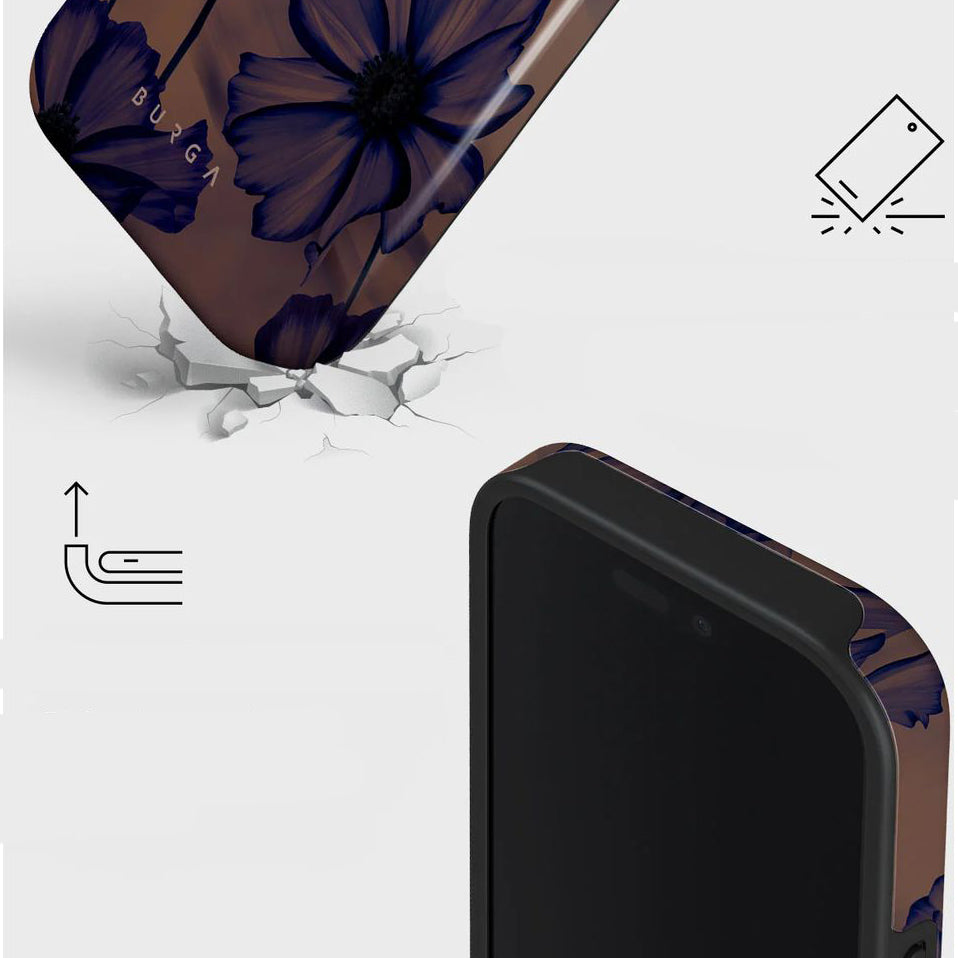 Handyhülle für iPhone 16 Pro Max, Burga Velvet Night Tough Magnetic, Braun und marineblau