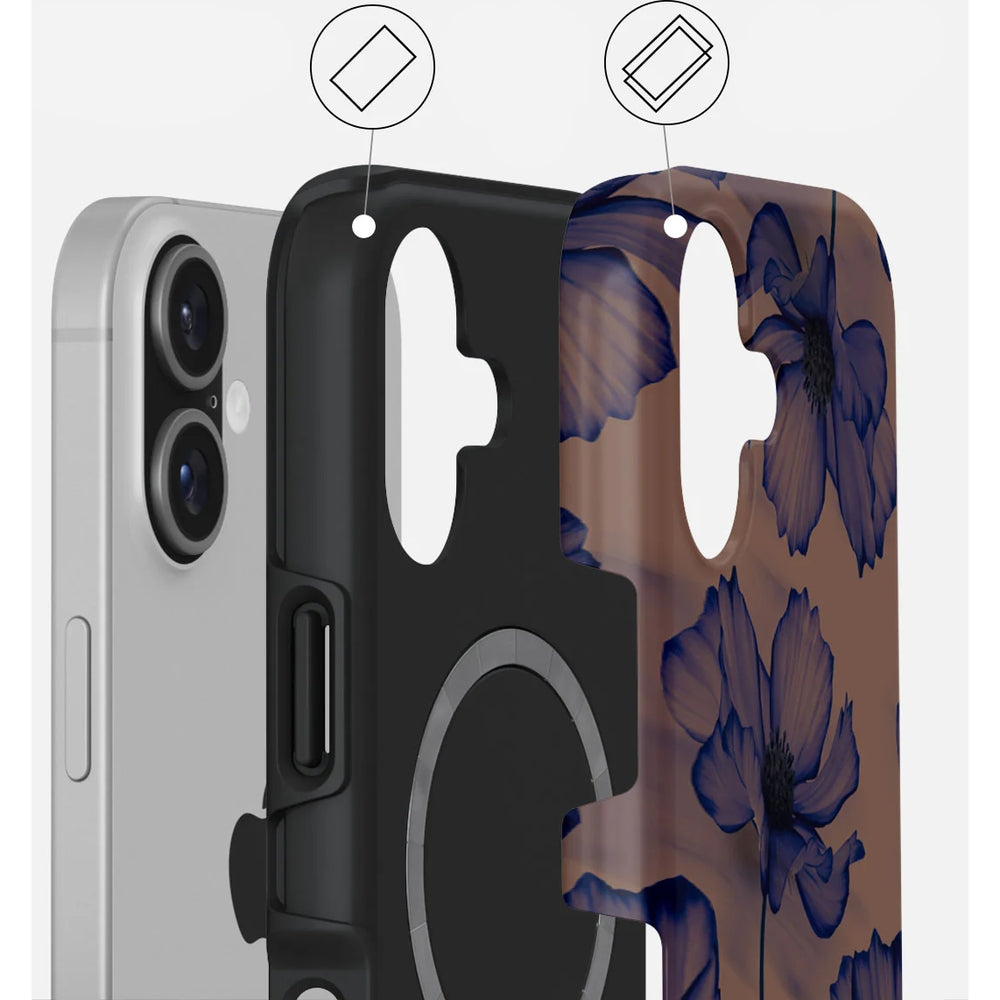Handyhülle für iPhone 17, Burga Velvet Night Tough Magnetic, Braun und marineblau