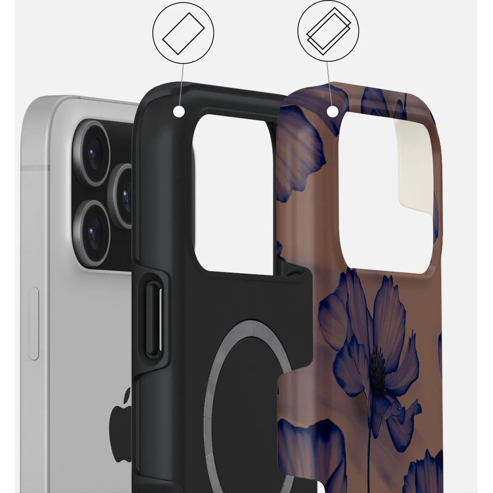 Handyhülle für iPhone 17 Pro Max, Burga Velvet Night Tough Magnetic, Braun und marineblau