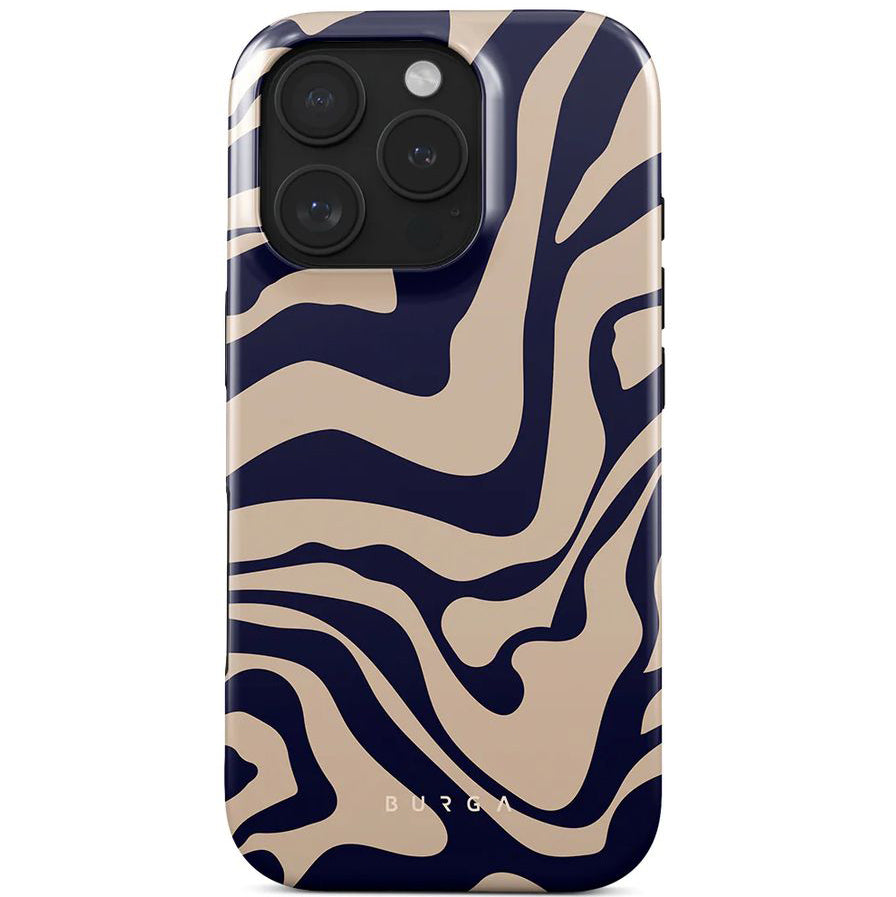 Handyhülle für iPhone 16 Pro, Burga Vigilant Tough Magnetic, Beige und marineblau