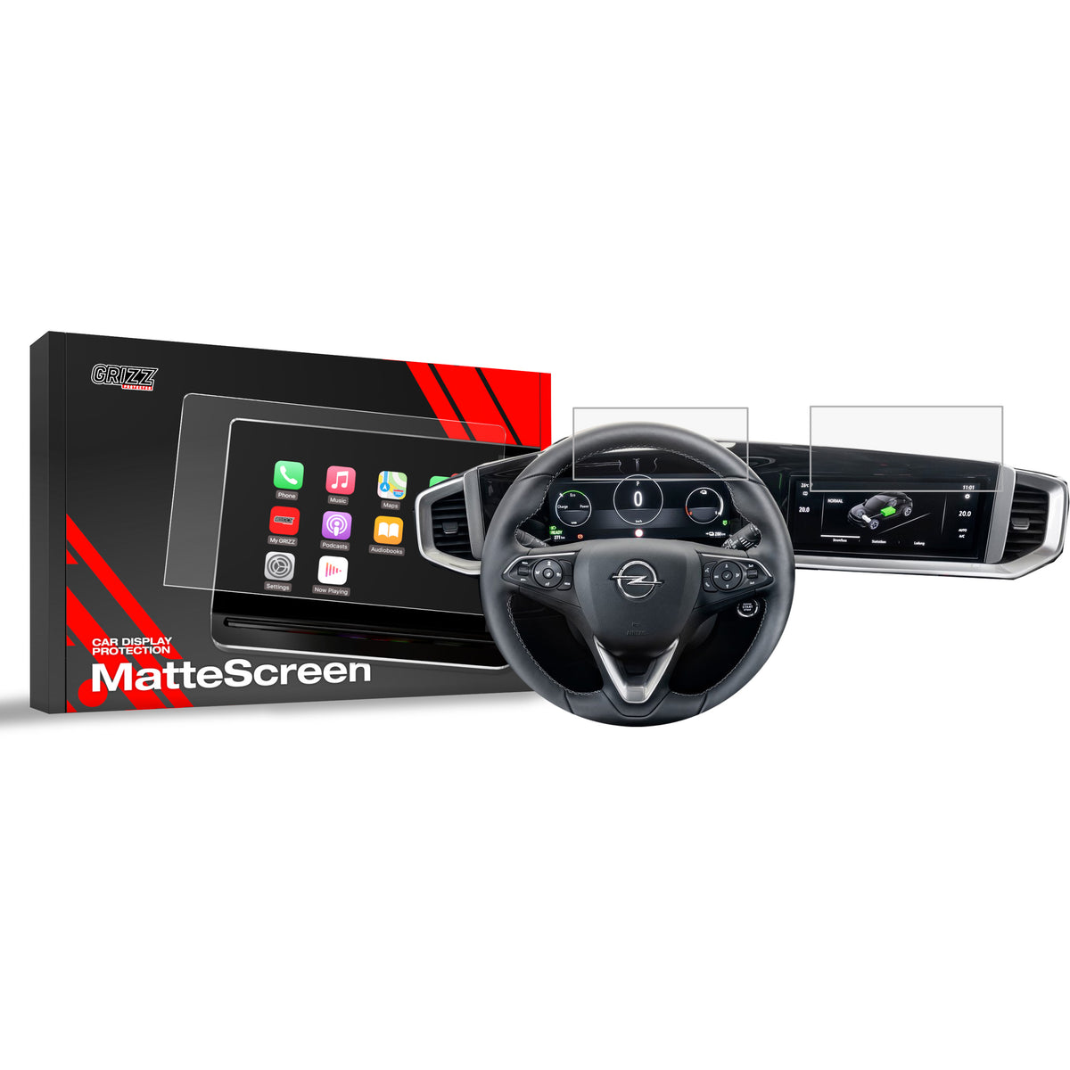 Matte Autodisplayfolie 2in1 für Opel Mokka 2 10" (2021-2026), Grizz Protector