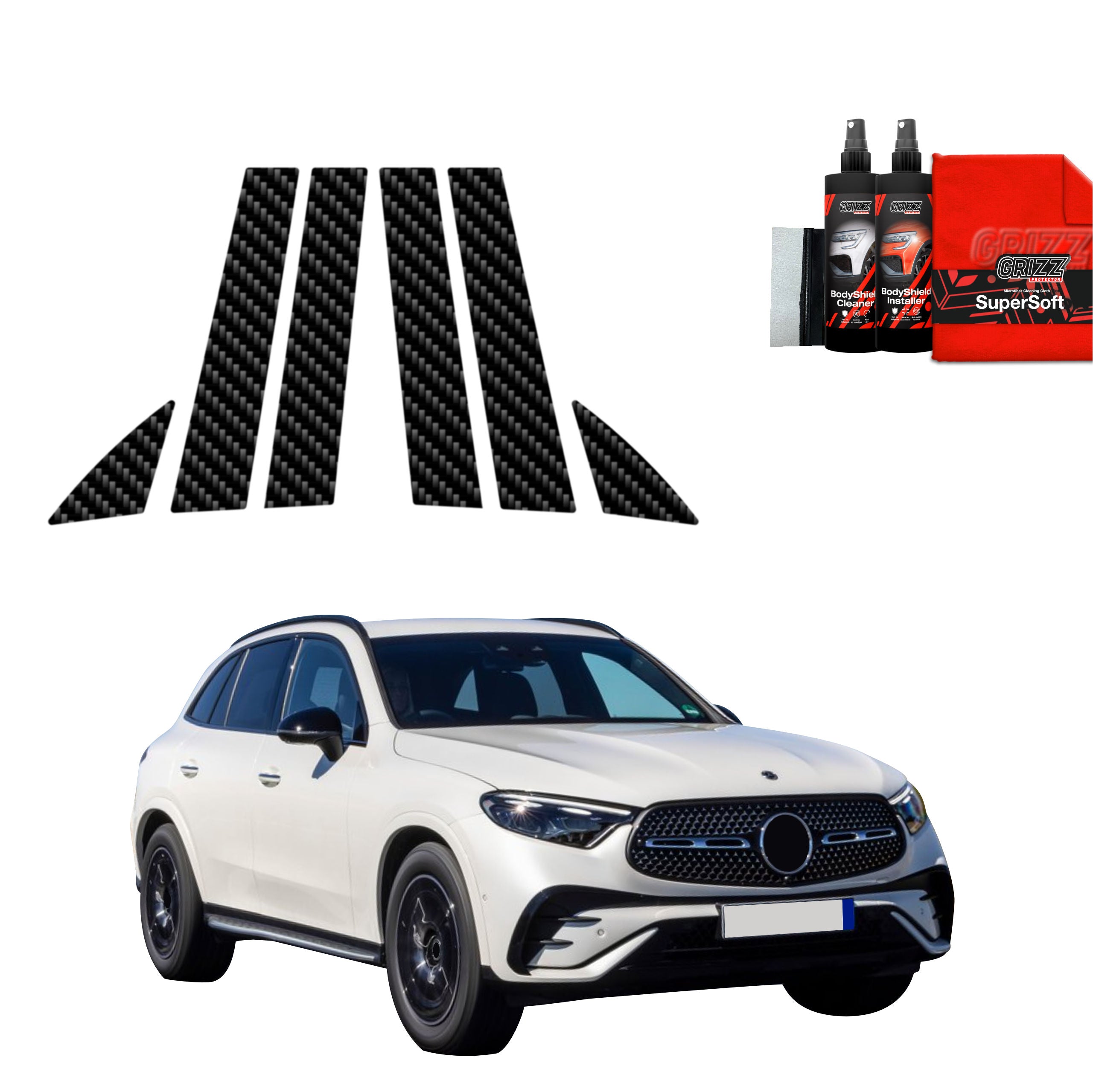 6in1 Kohlenstoff Schutzfolie Grizz Protector für B-C-Säule - Mercedes-Benz GLC C254 (2023-2026)