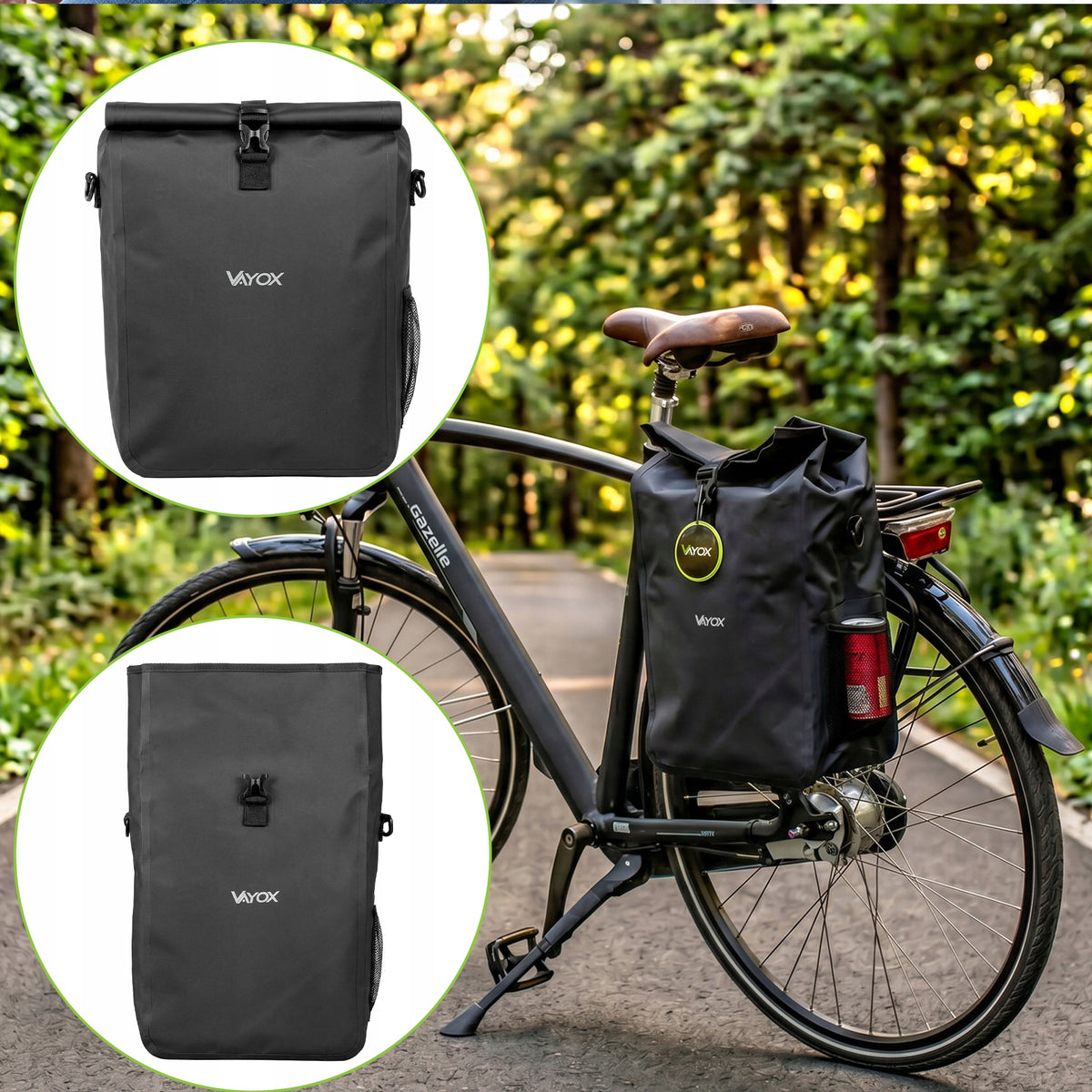 Fahrradtasche für den Gepäckträger, Vayox VA0444B 25L, Schwarz