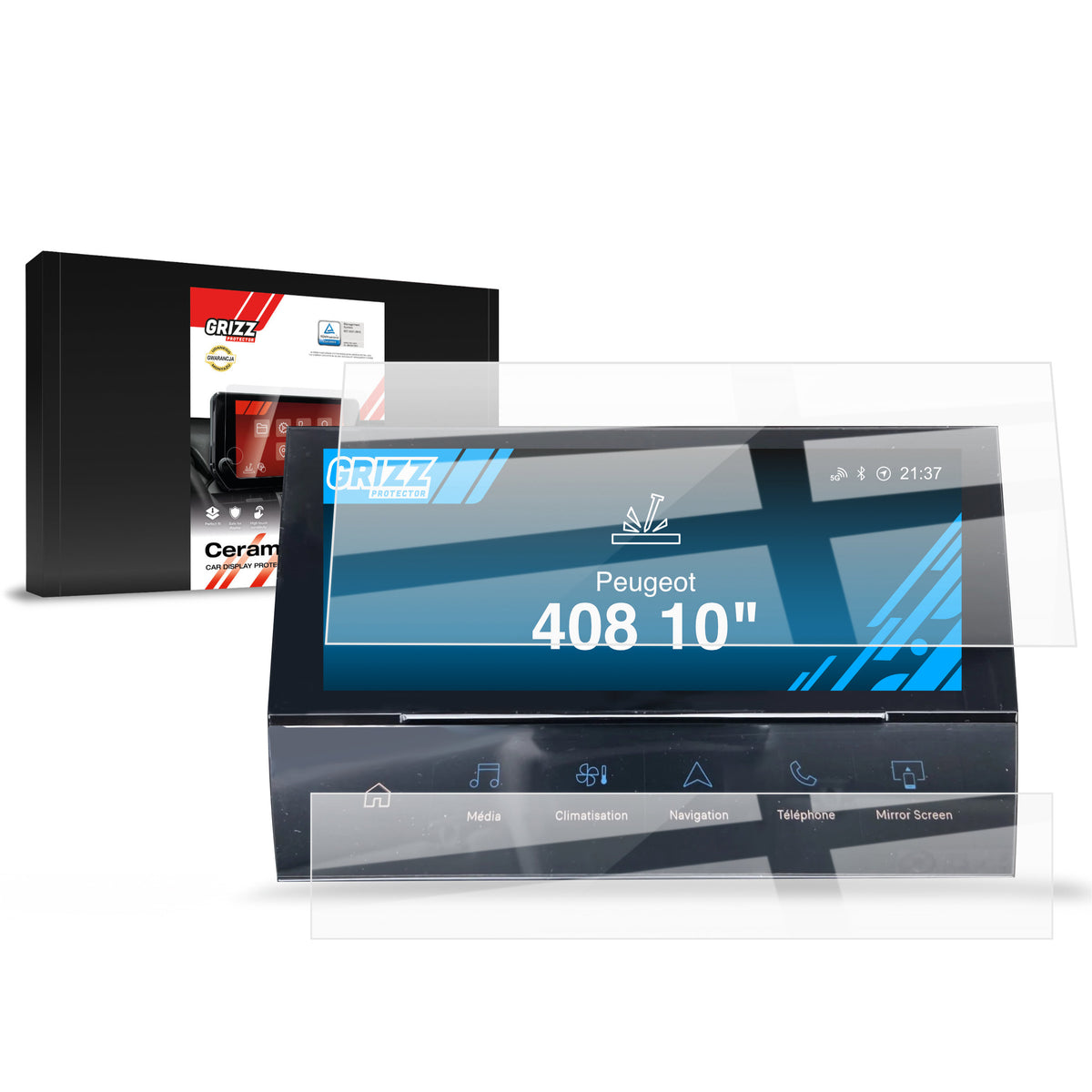 Keramische Autodisplayfolie 2in1 für Peugeot 408 (2022-2026), Grizz Protector