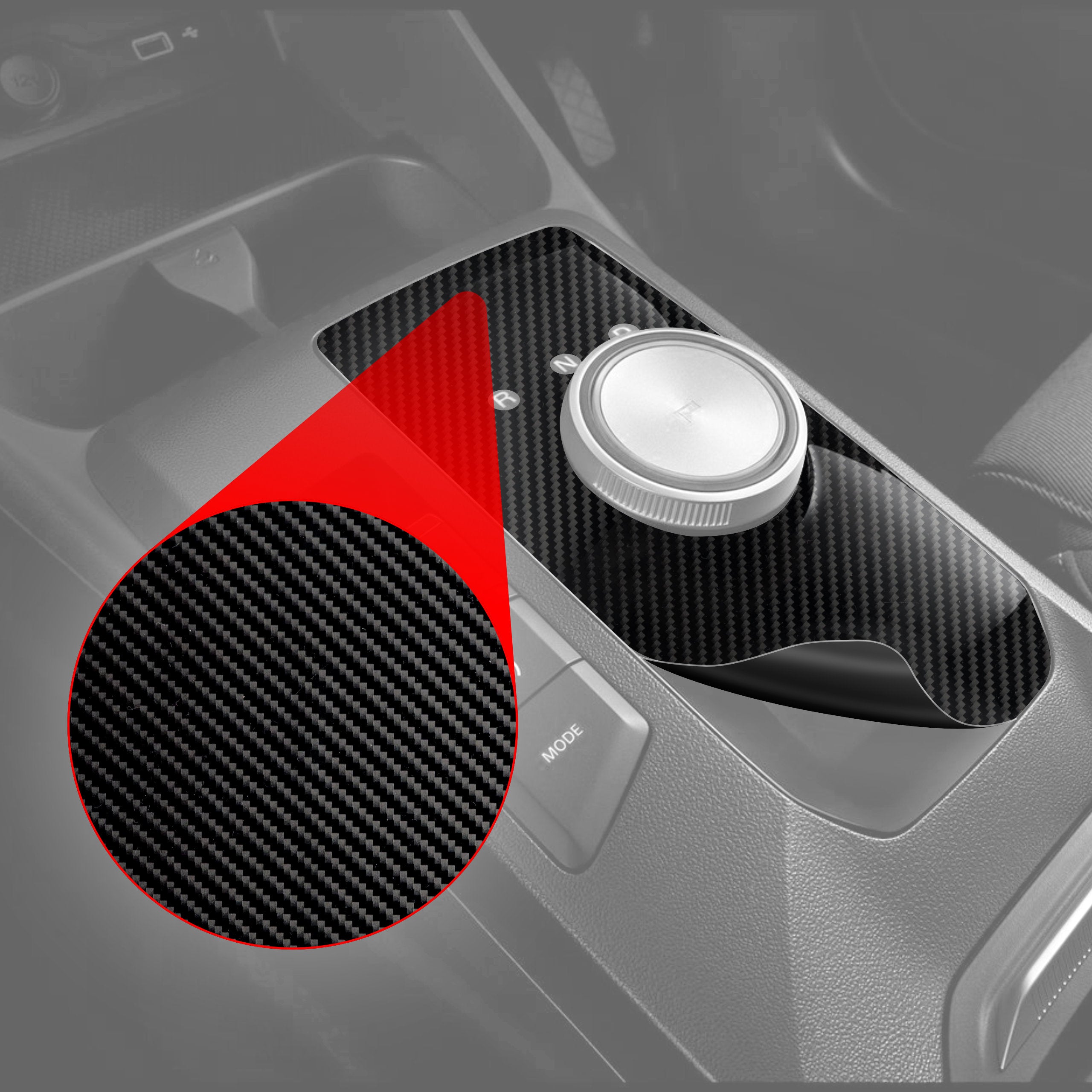 2in1 Schutzfolien Grizz Protector für Mittelkonsole - Volvo XC90 D4 Drive Mode (2014-2017) Carbon Optik Glanz