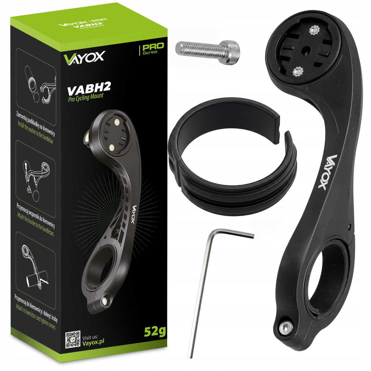 Fahrradhalterung für Lampe und Fahrradcomputer / Navigation, Vayox VABH2, Schwarz