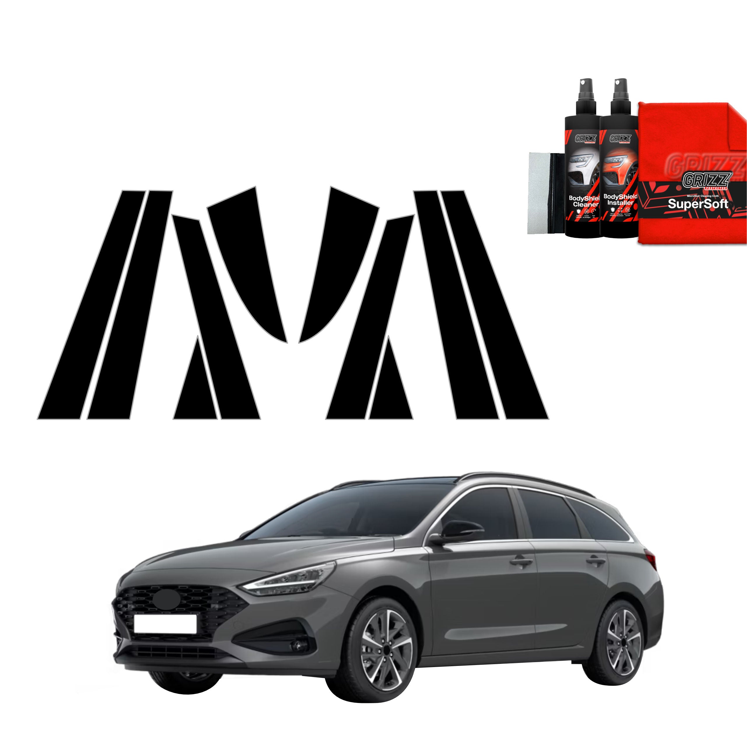 10in1 Schwarze Grizz Protector schutzfolie für B-C-Säule - Hyundai i30 Wagon (2020-2026)