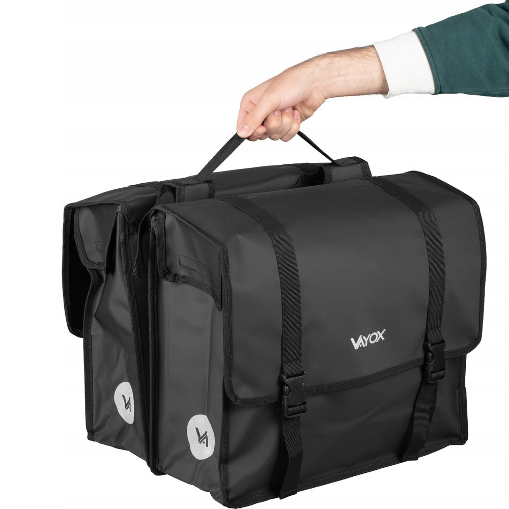 Fahrradtasche für den Gepäckträger, doppelt mit Griff, Vayox VA0446 40L, Schwarz