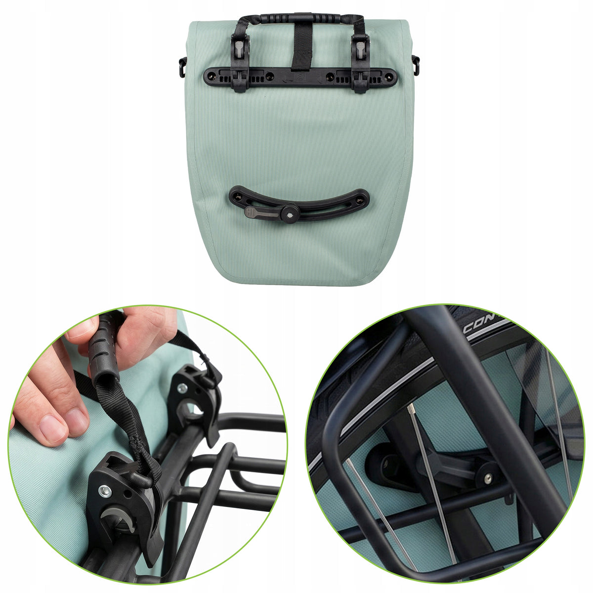 Fahrradtasche für den Gepäckträger, Vayox VA0445M 25L, Mintgrün