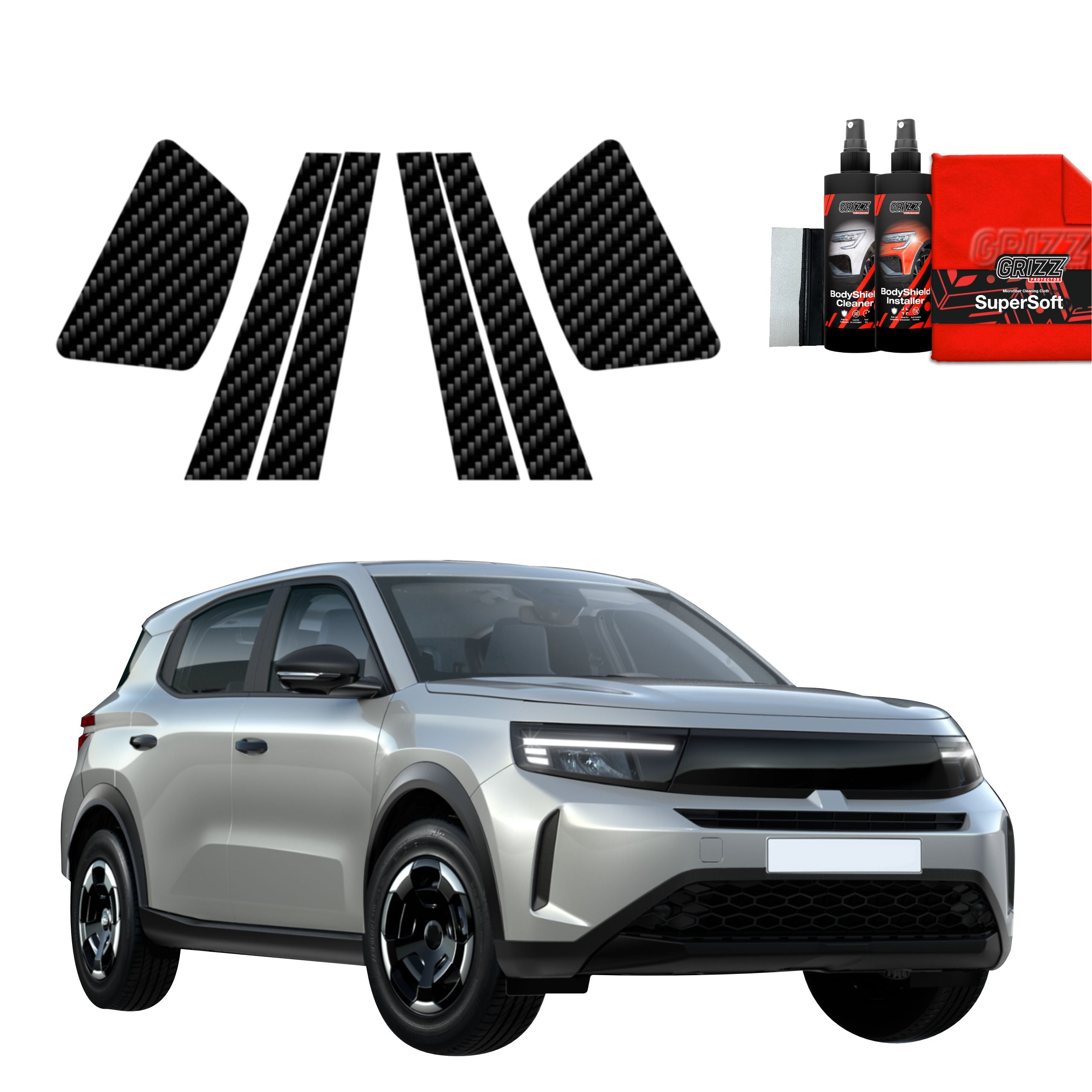 6in1 Kohlenstoff Schutzfolie Grizz Protector für B-C-Säule - Opel Frontera (2024-2026)