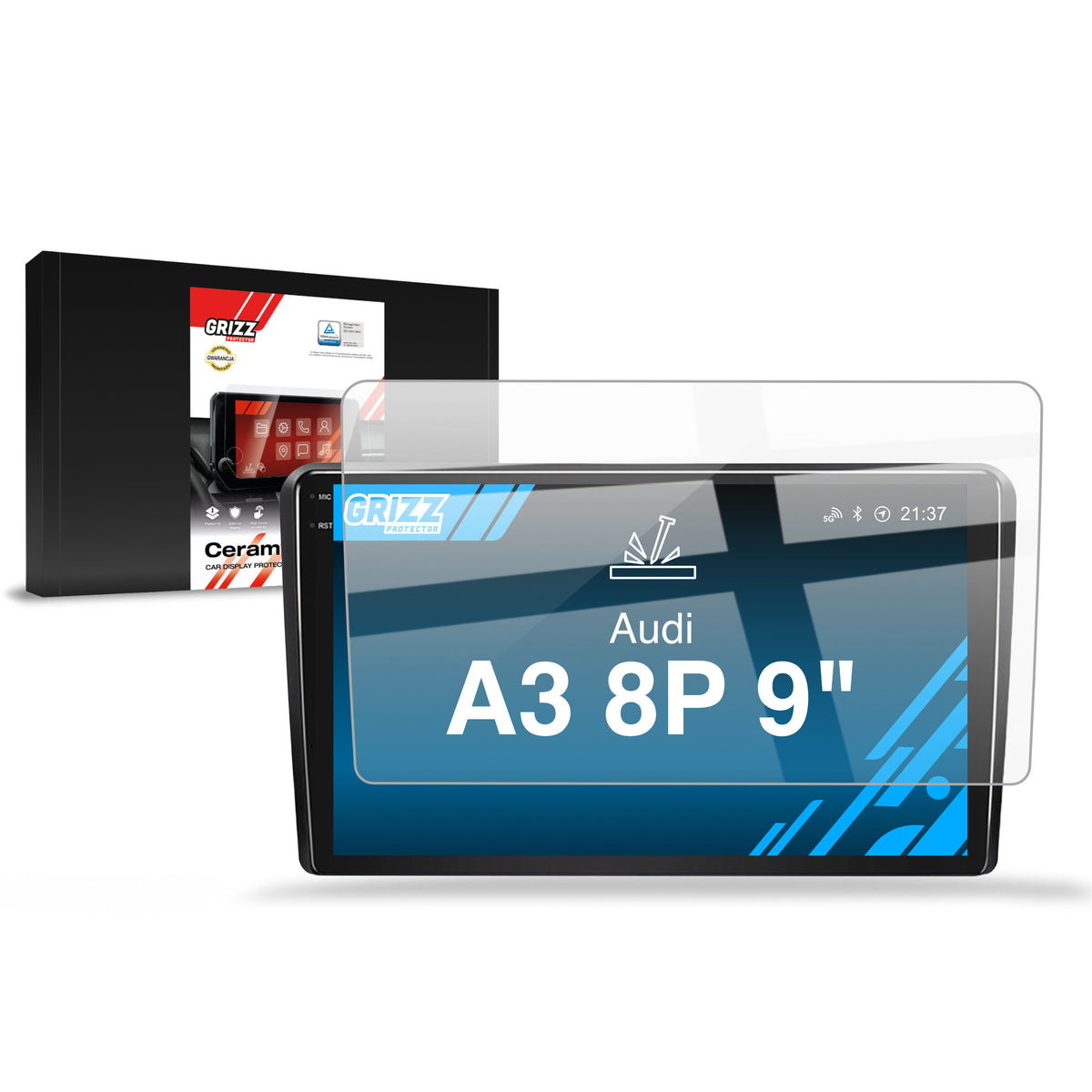 Keramische Autodisplayfolie für Audi A3 8P Android Radio (2002-2013), Grizz Protector