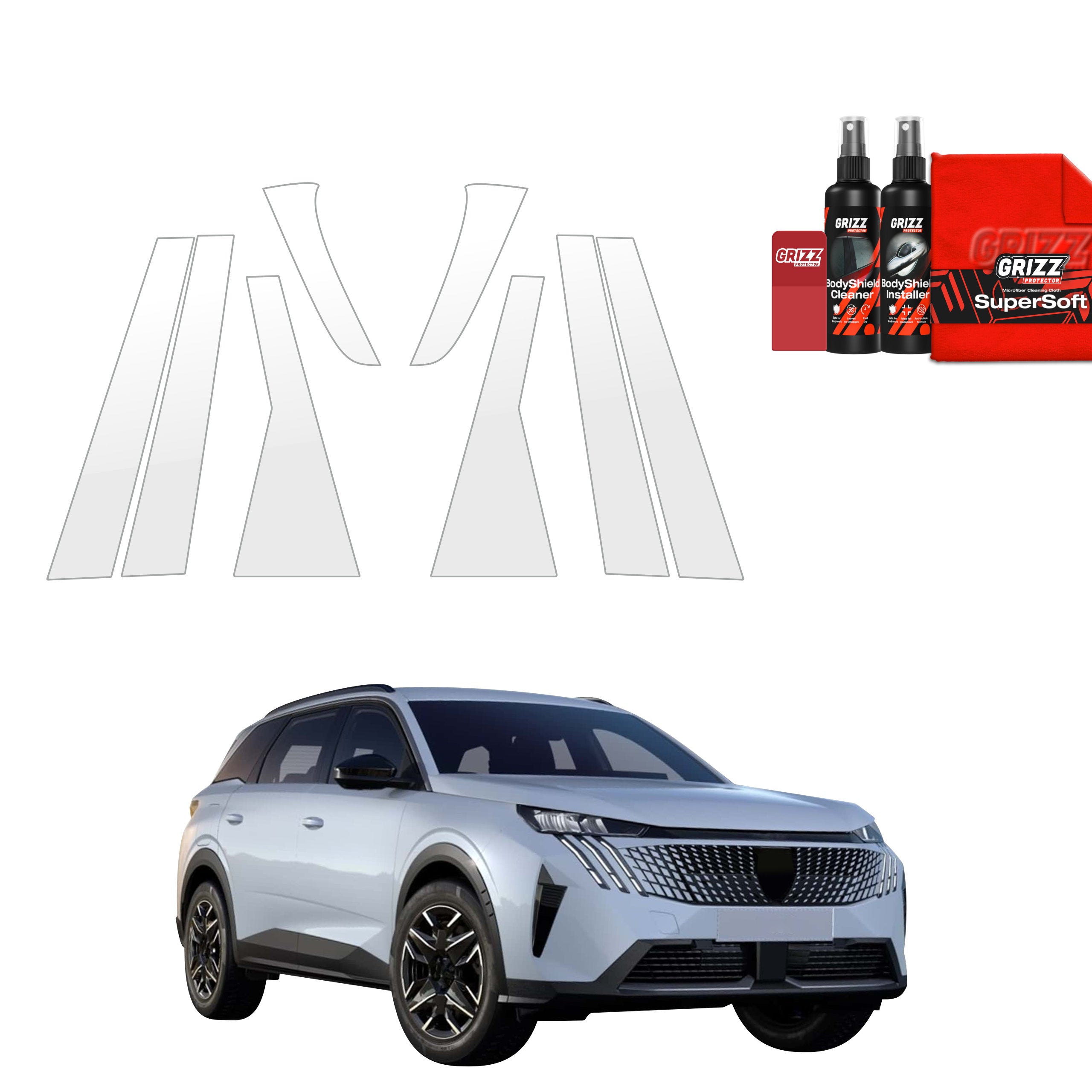 8in1 Schutzfolie Grizz Protector für B-C-Säule - Peugeot 5008 (2025-2026)
