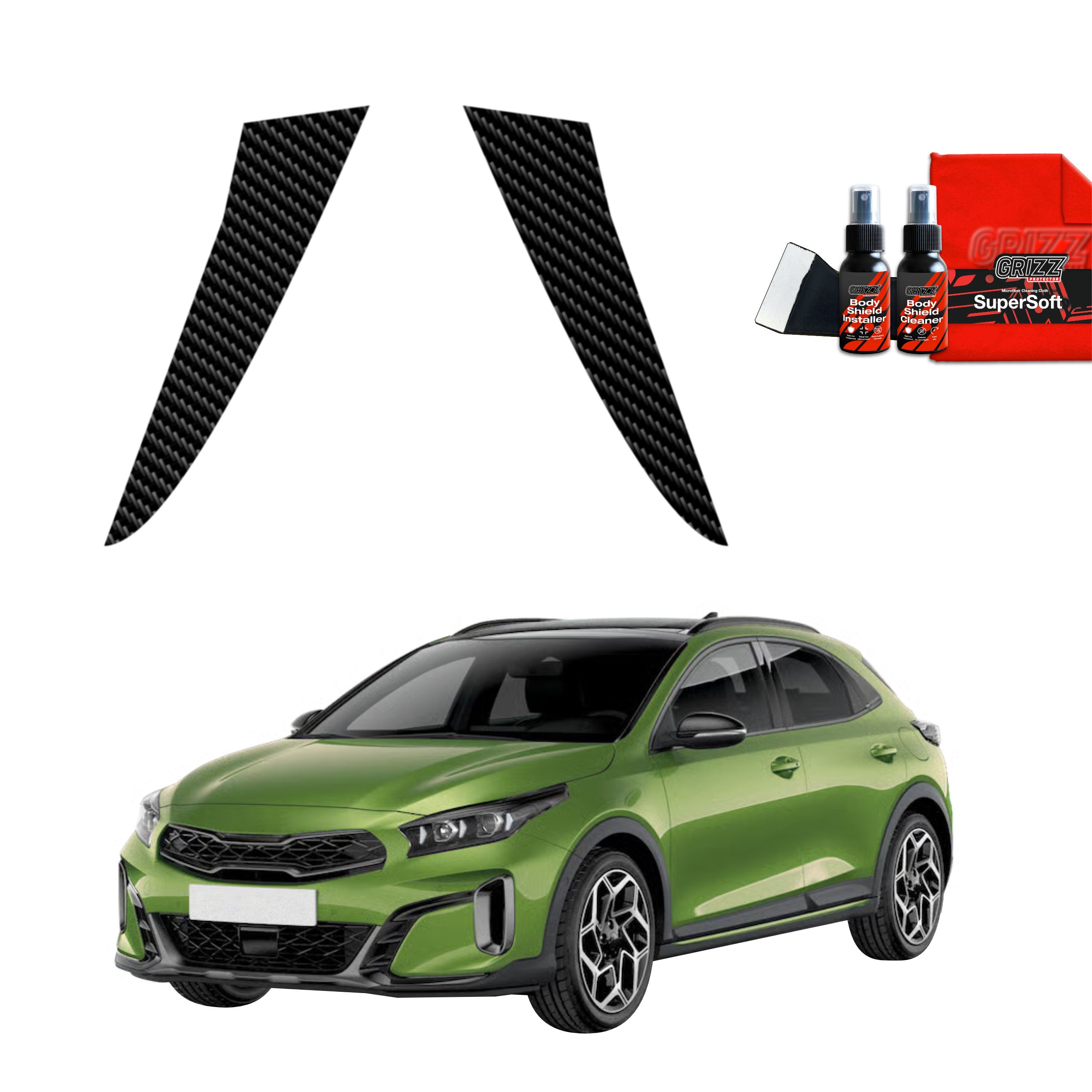 2in1 Kohlenstoff Schutzfolie Grizz Protector für B-C-Säule - Kia XCeed (2022-2025)