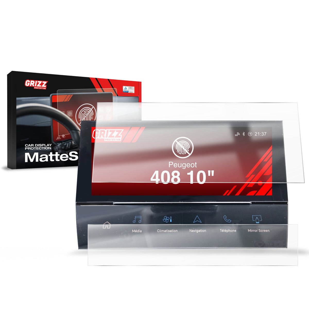 Matte Autodisplayfolie 2in1 für Peugeot 408 (2022-2026), Grizz Protector