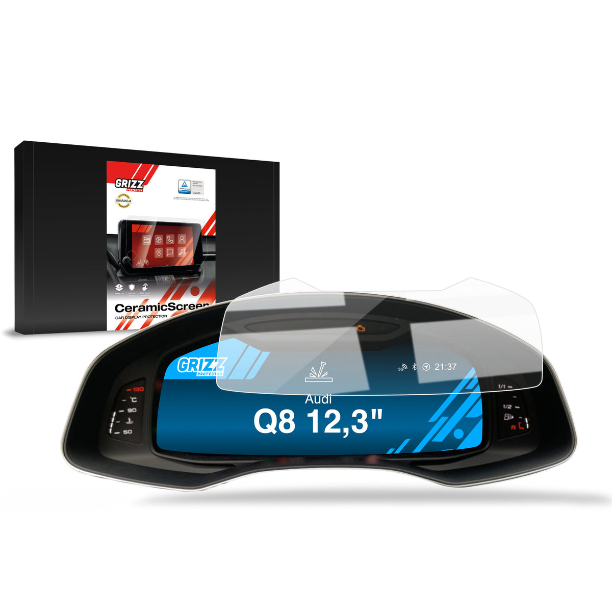 Keramische Autodisplayfolie für Audi Q8 Virtual Cockpit 12,3" (2018-2026), Grizz Protector