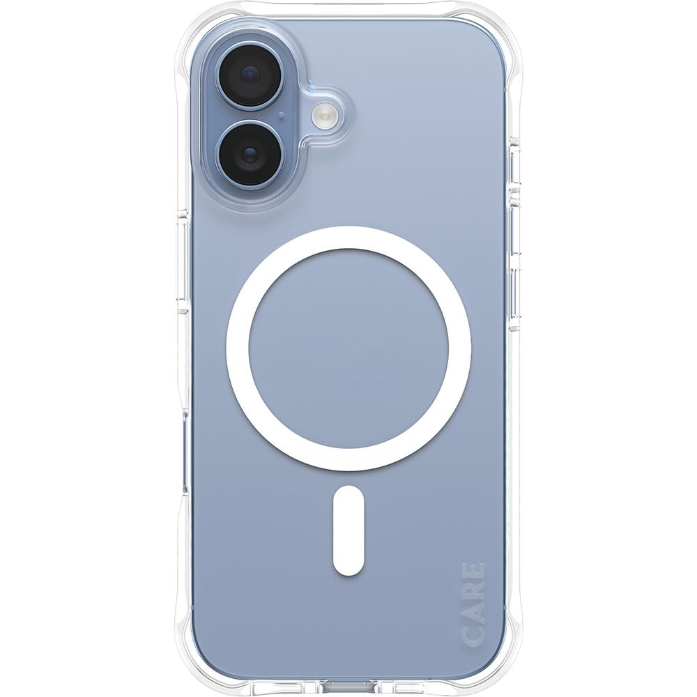 Handyhülle für iPhone 17, CARE by PanzerGlass Fashionable Samba MagSafe, Transparent und Weiß