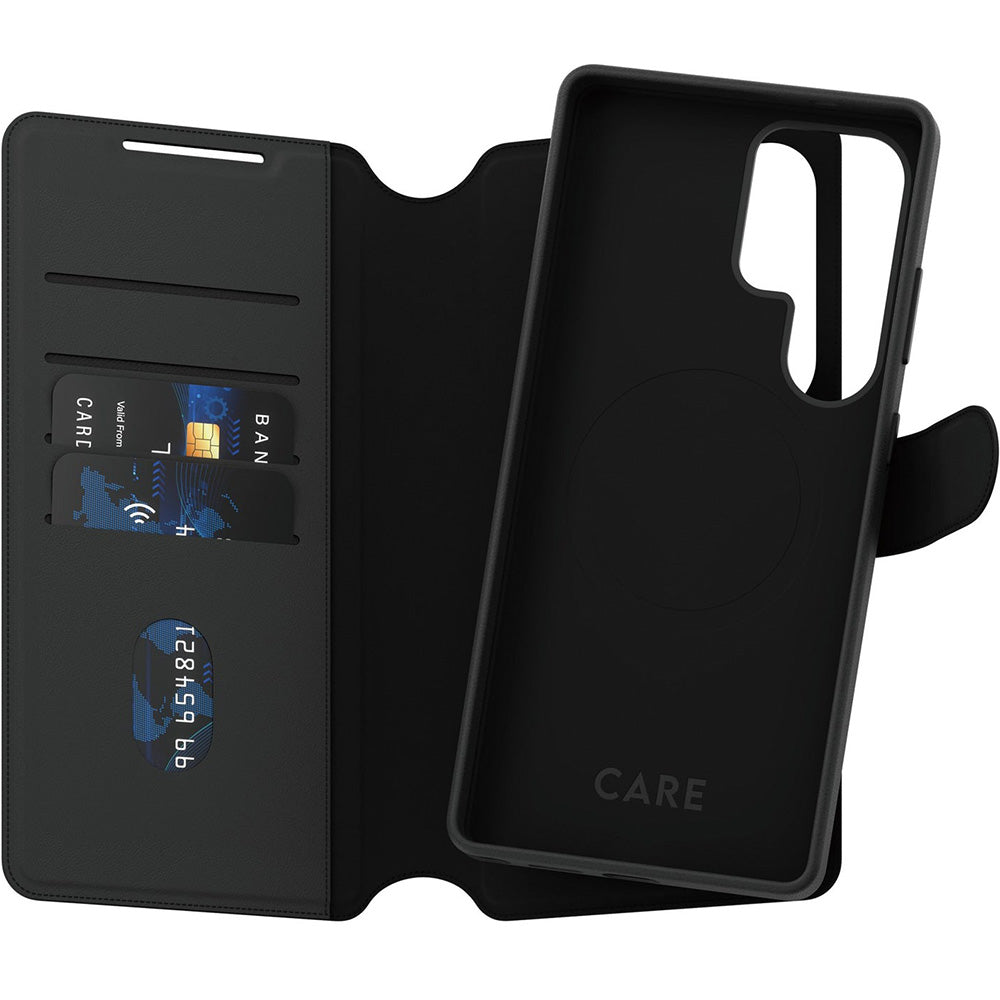 Handyhülle mit Klappe für Galaxy S25 Ultra, Care by PanzerGlass Feature Tango 2w1 Wallet Magnetic, Schwarz