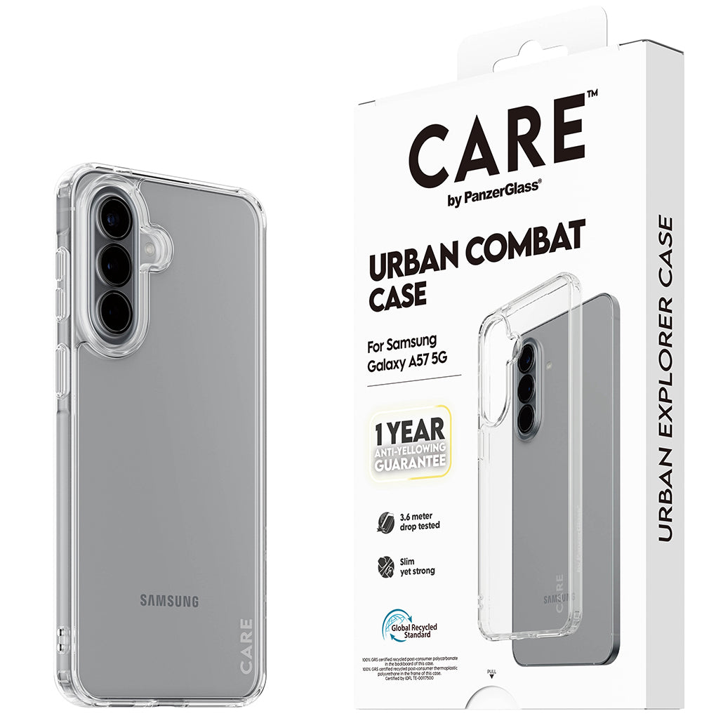 Handyhülle für Galaxy A57 5G, PanzerGlass CARE Flagship Urban Combat, Transparent