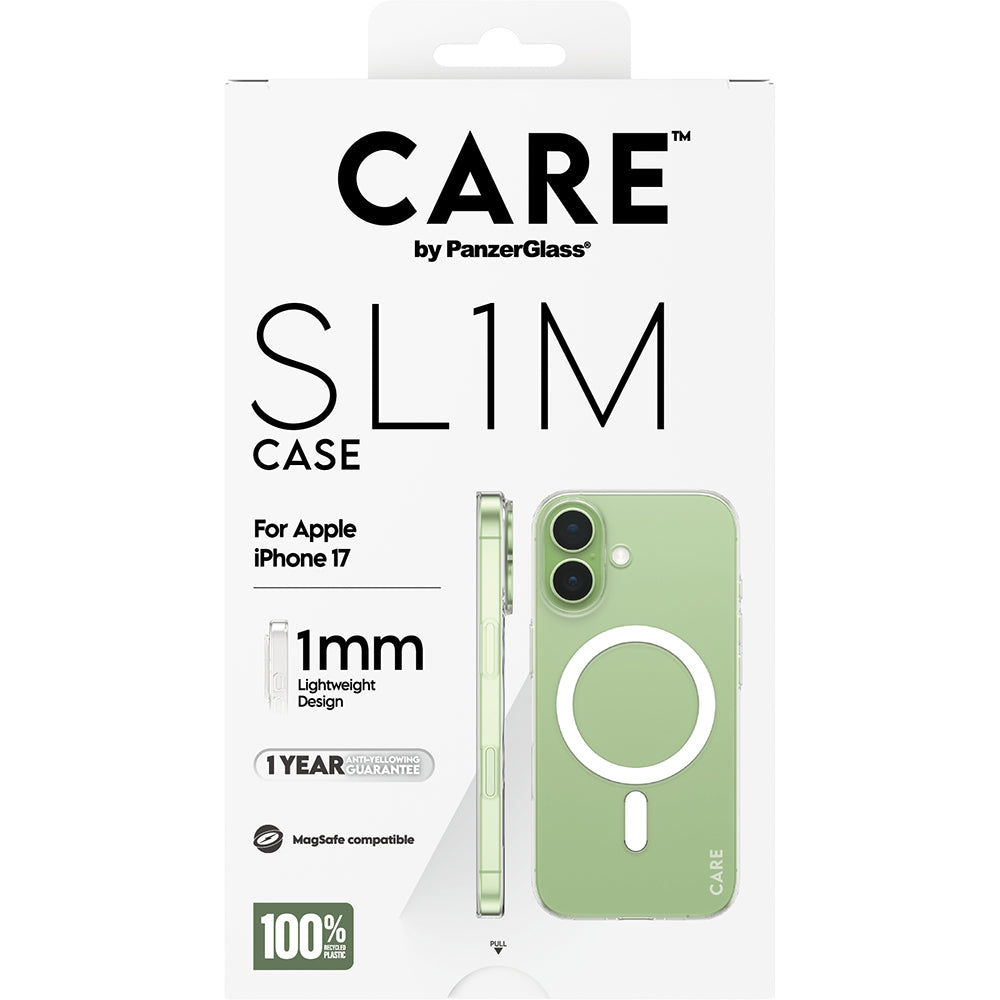 Handyhülle für iPhone 17, CARE by PanzerGlass SL1M mit MagSafe, Transparent