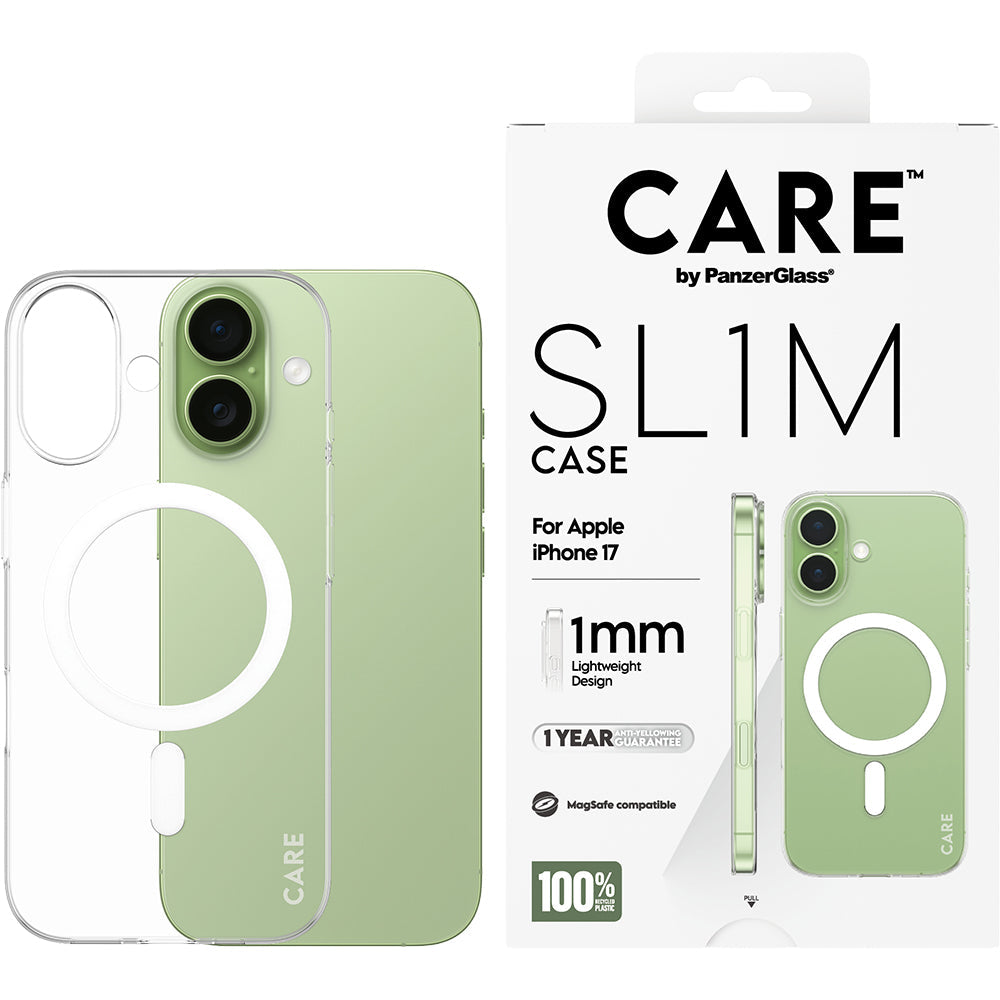 Handyhülle für iPhone 17, CARE by PanzerGlass SL1M mit MagSafe, Transparent