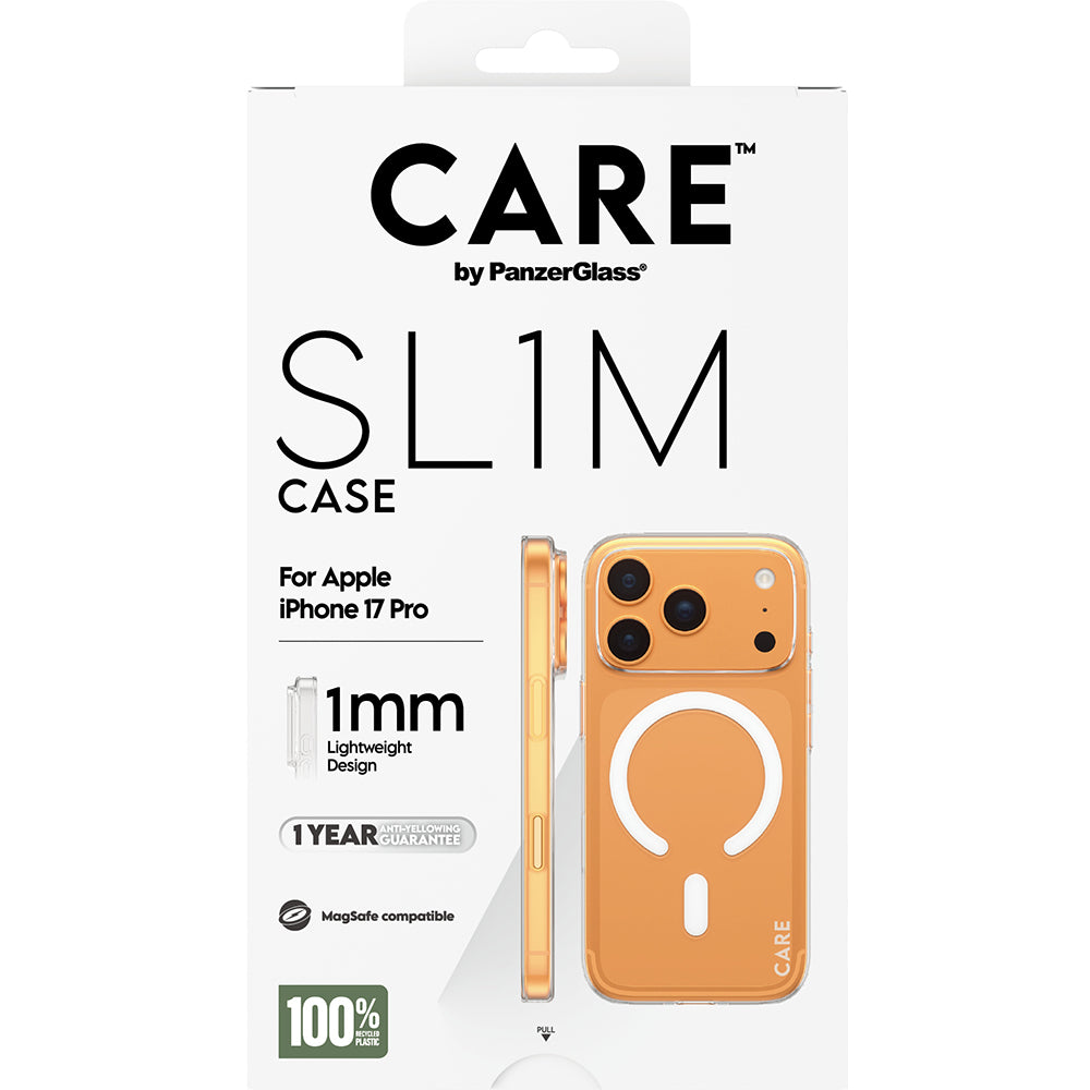 Handyhülle für iPhone 17 Pro, CARE by PanzerGlass SL1M mit MagSafe, Transparent
